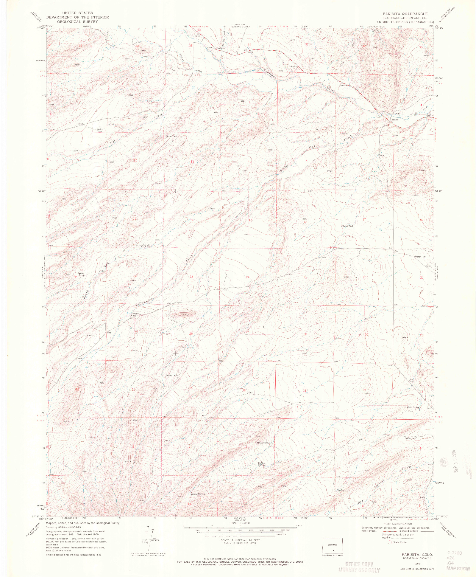 USGS 1:24000-SCALE QUADRANGLE FOR FARISITA, CO 1969
