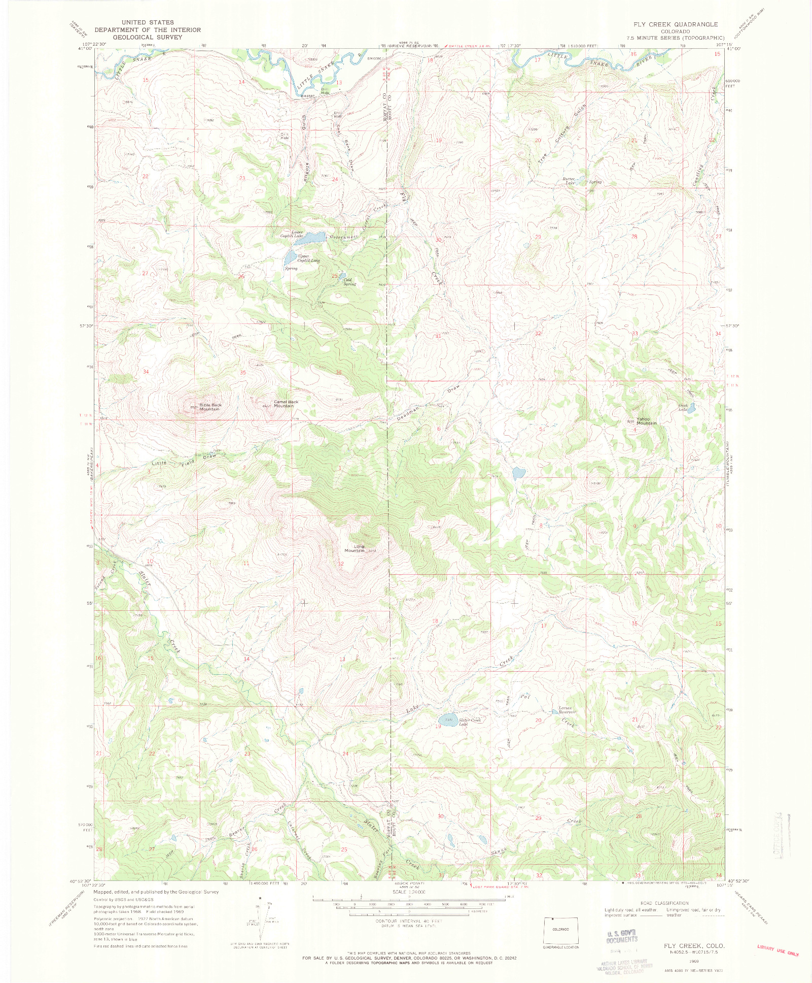 USGS 1:24000-SCALE QUADRANGLE FOR FLY CREEK, CO 1969