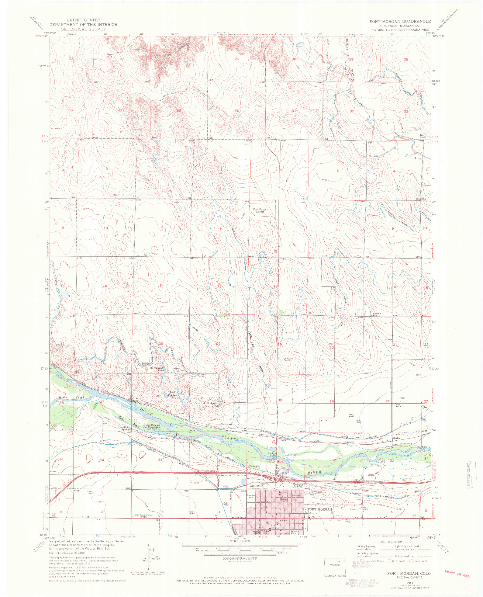 USGS 1:24000-SCALE QUADRANGLE FOR FORT MORGAN, CO 1951