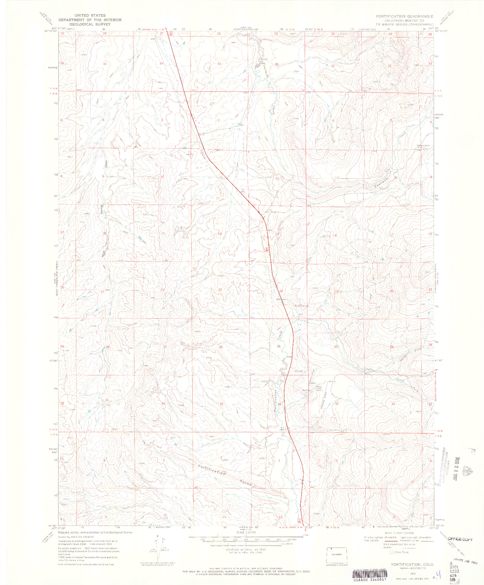 USGS 1:24000-SCALE QUADRANGLE FOR FORTIFICATION, CO 1969