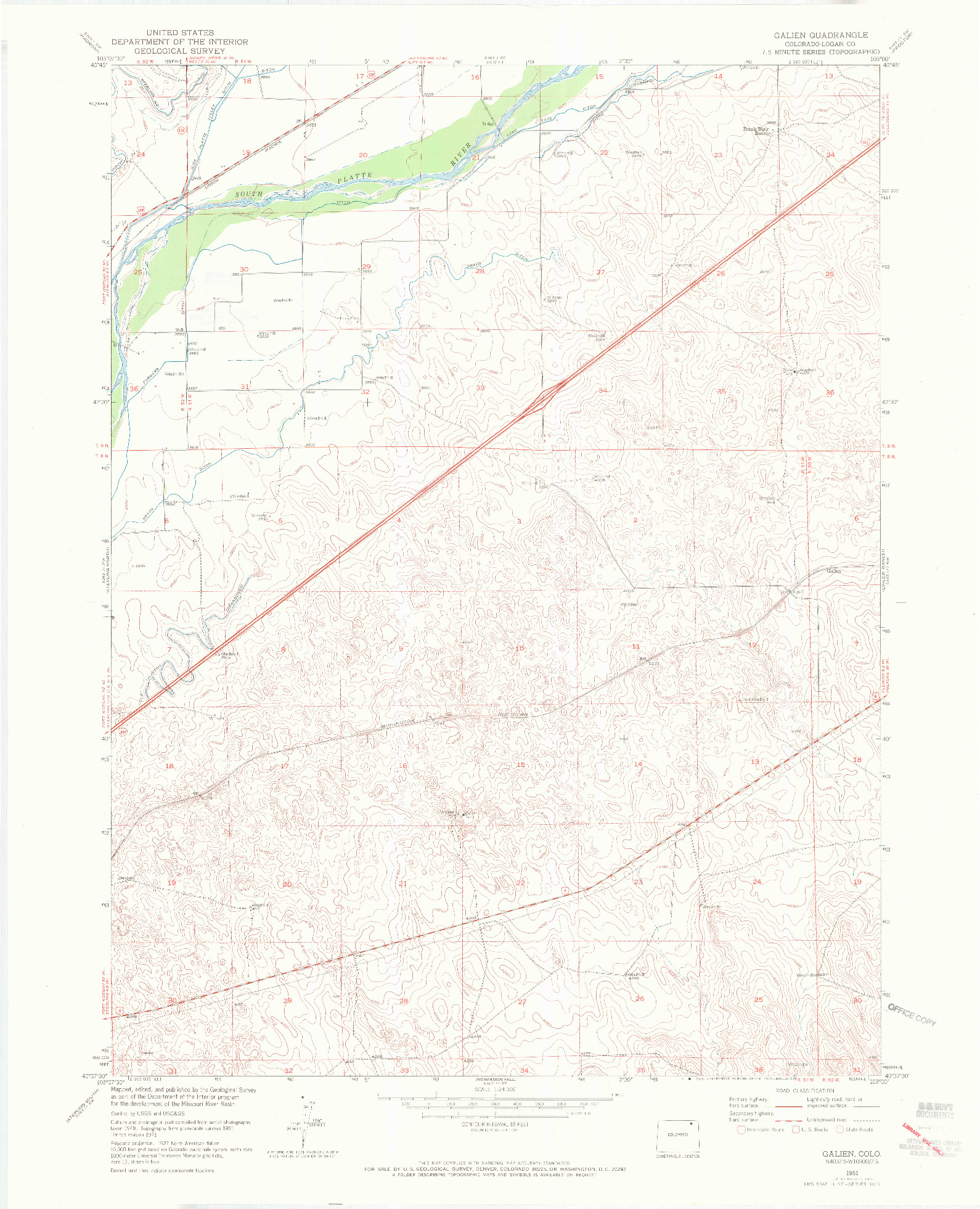 USGS 1:24000-SCALE QUADRANGLE FOR GALIEN, CO 1951