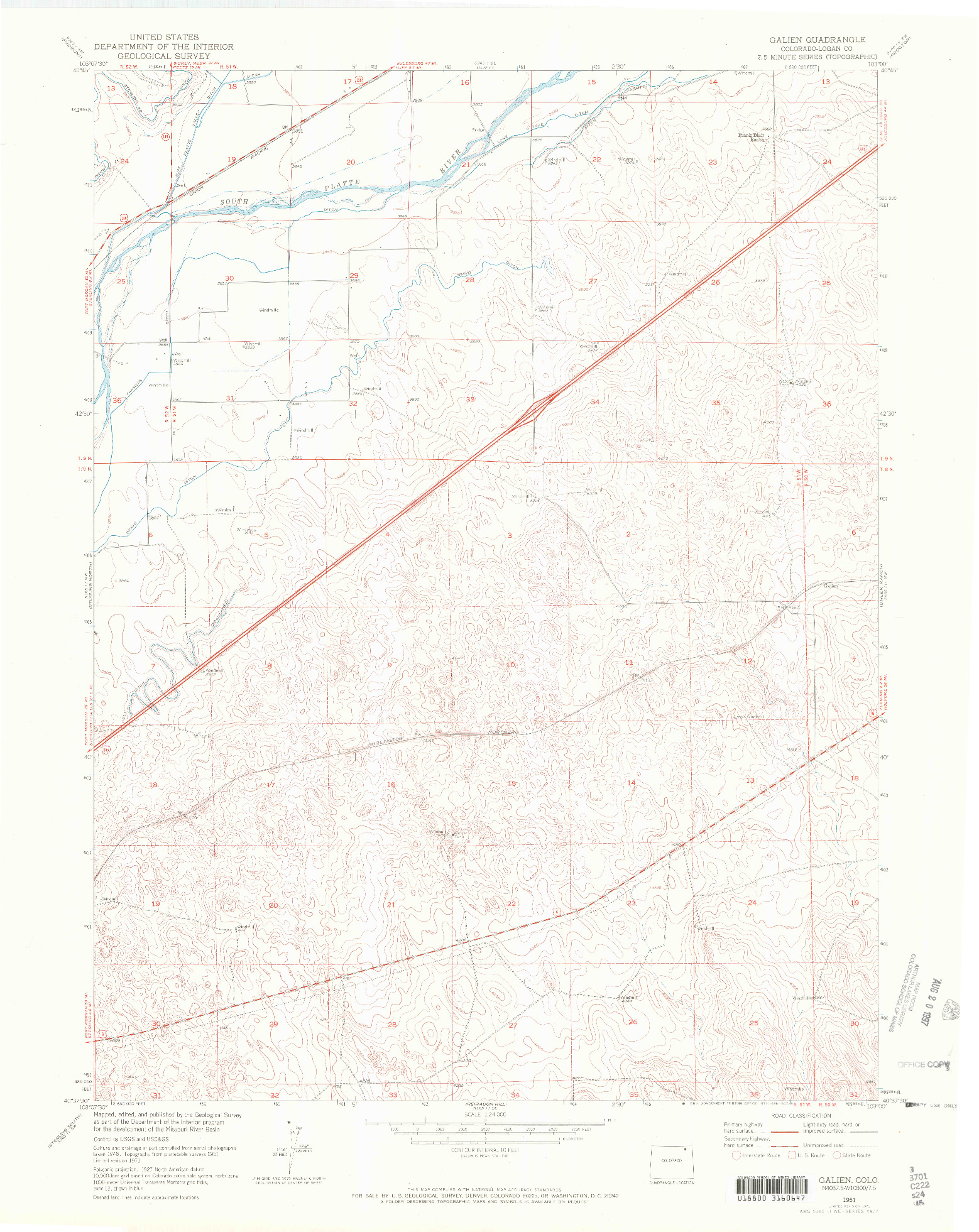USGS 1:24000-SCALE QUADRANGLE FOR GALIEN, CO 1951