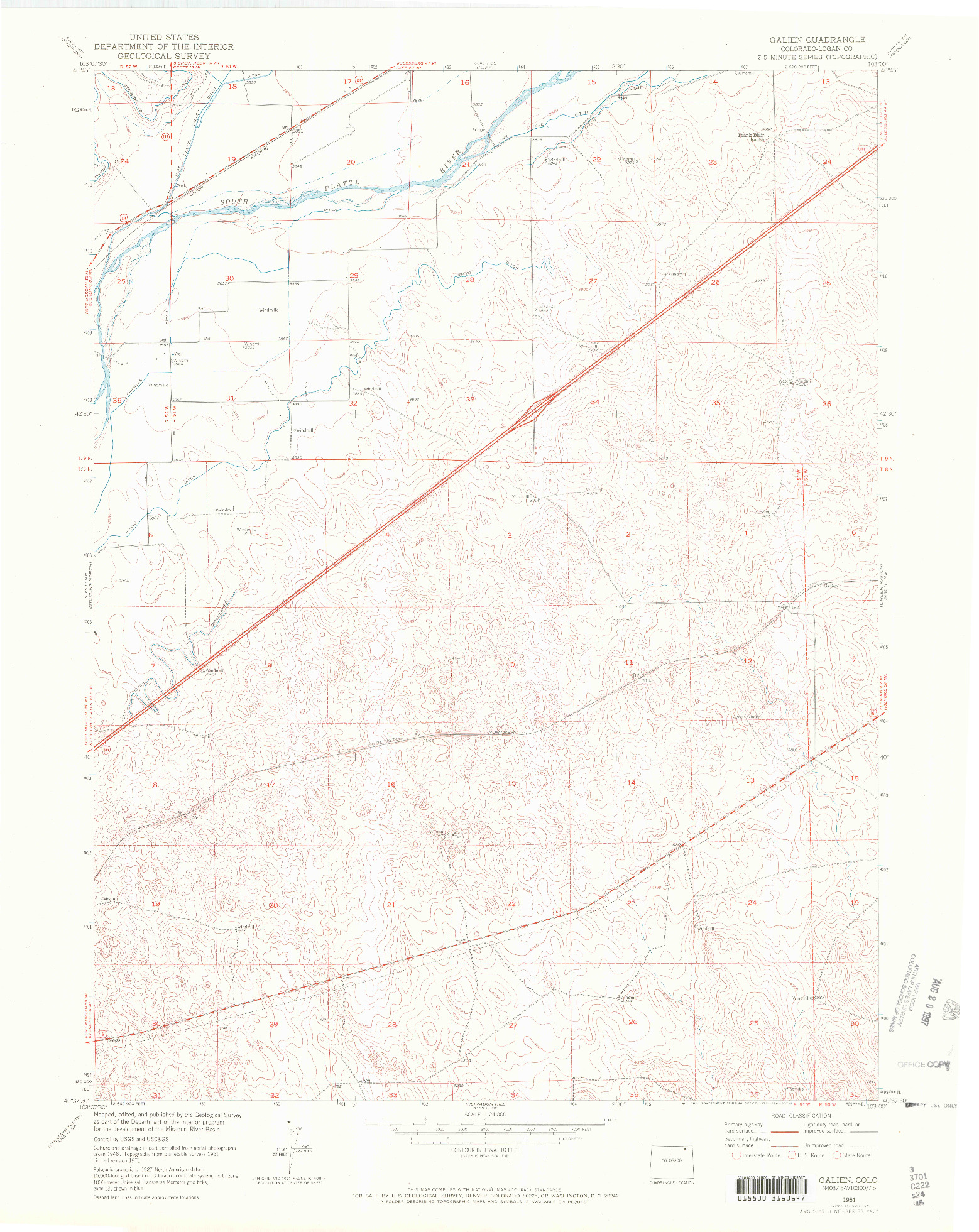 USGS 1:24000-SCALE QUADRANGLE FOR GALIEN, CO 1951
