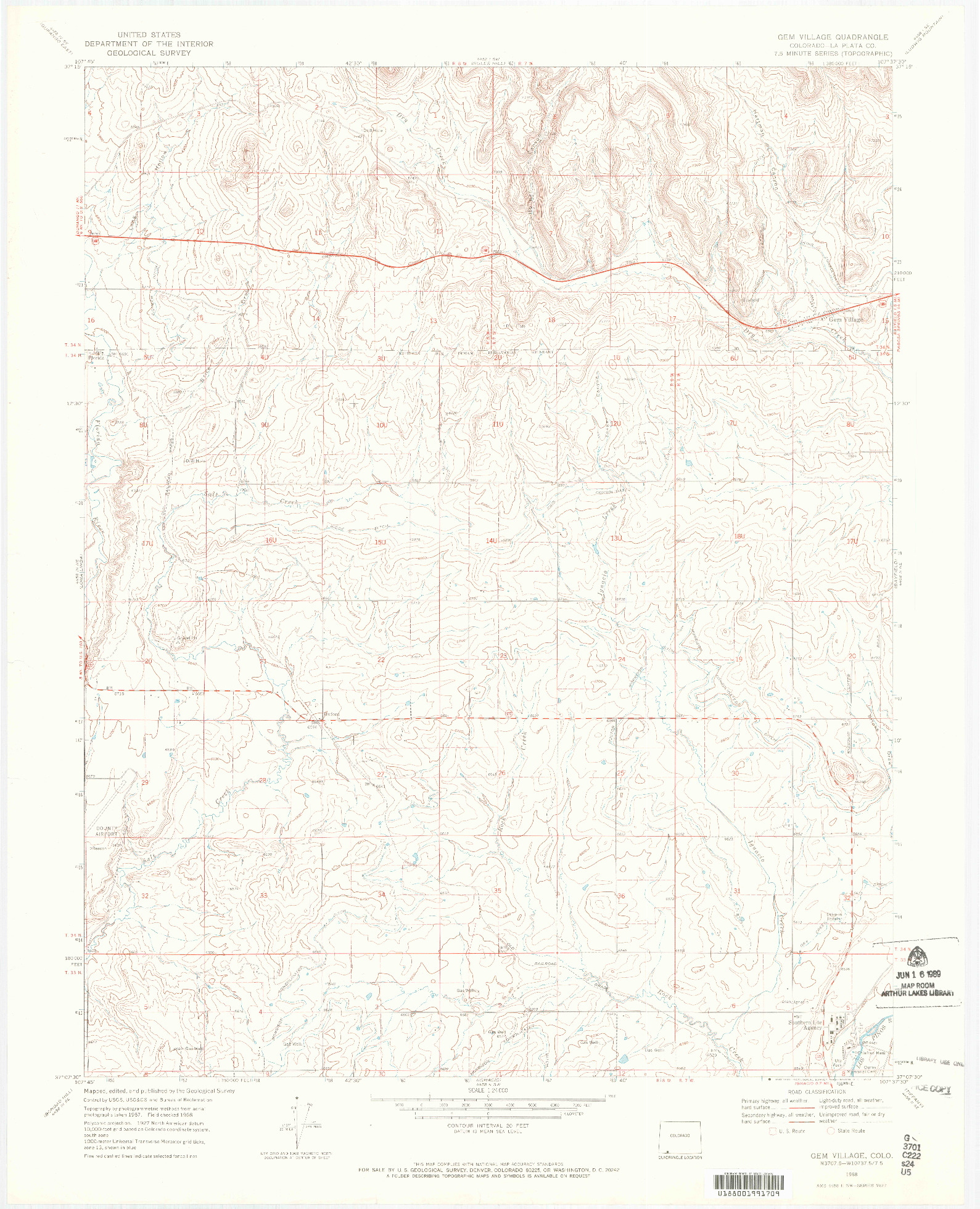 USGS 1:24000-SCALE QUADRANGLE FOR GEM VILLAGE, CO 1968
