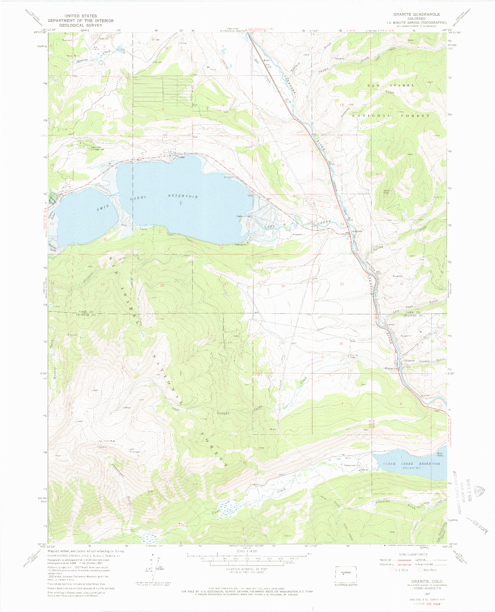 USGS 1:24000-SCALE QUADRANGLE FOR GRANITE, CO 1967