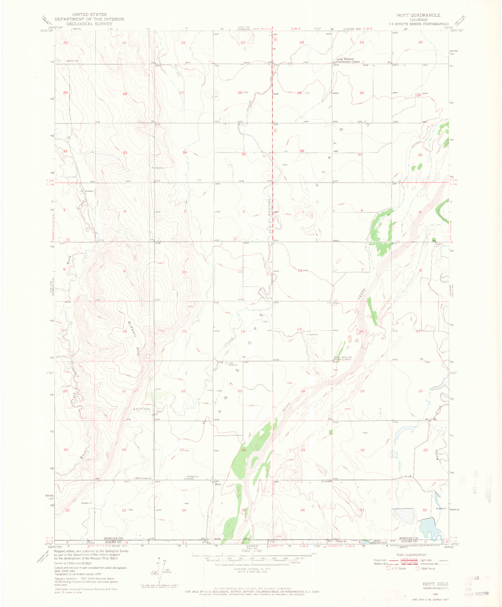 USGS 1:24000-SCALE QUADRANGLE FOR HOYT, CO 1950