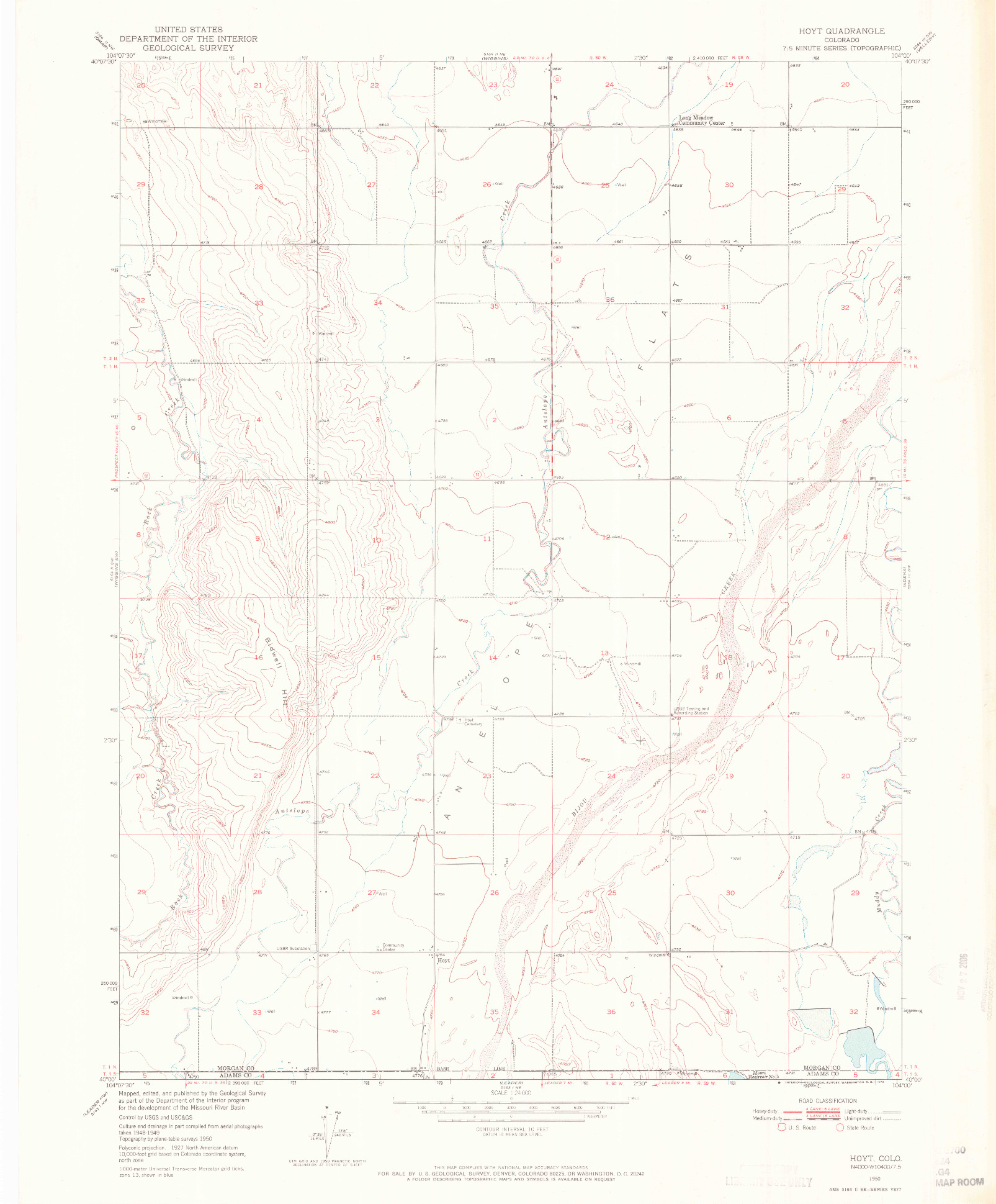 USGS 1:24000-SCALE QUADRANGLE FOR HOYT, CO 1950