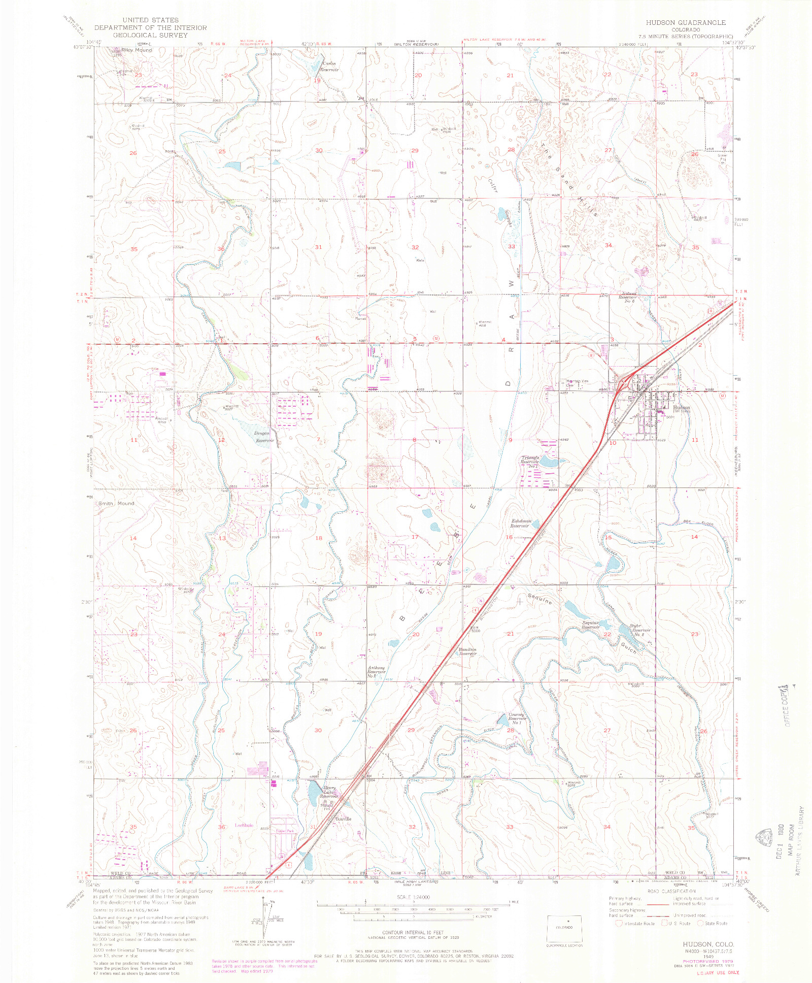 USGS 1:24000-SCALE QUADRANGLE FOR HUDSON, CO 1949