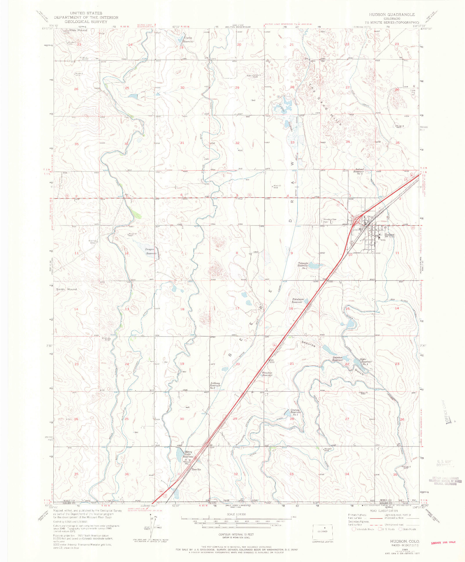 USGS 1:24000-SCALE QUADRANGLE FOR HUDSON, CO 1971
