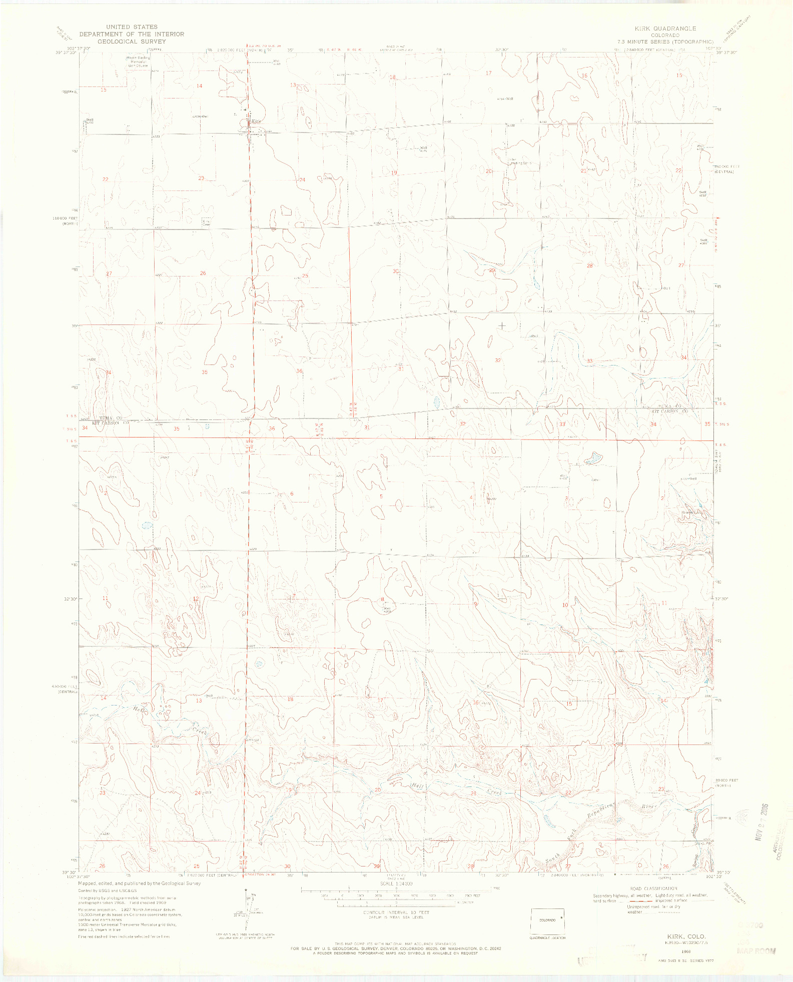 USGS 1:24000-SCALE QUADRANGLE FOR KIRK, CO 1969