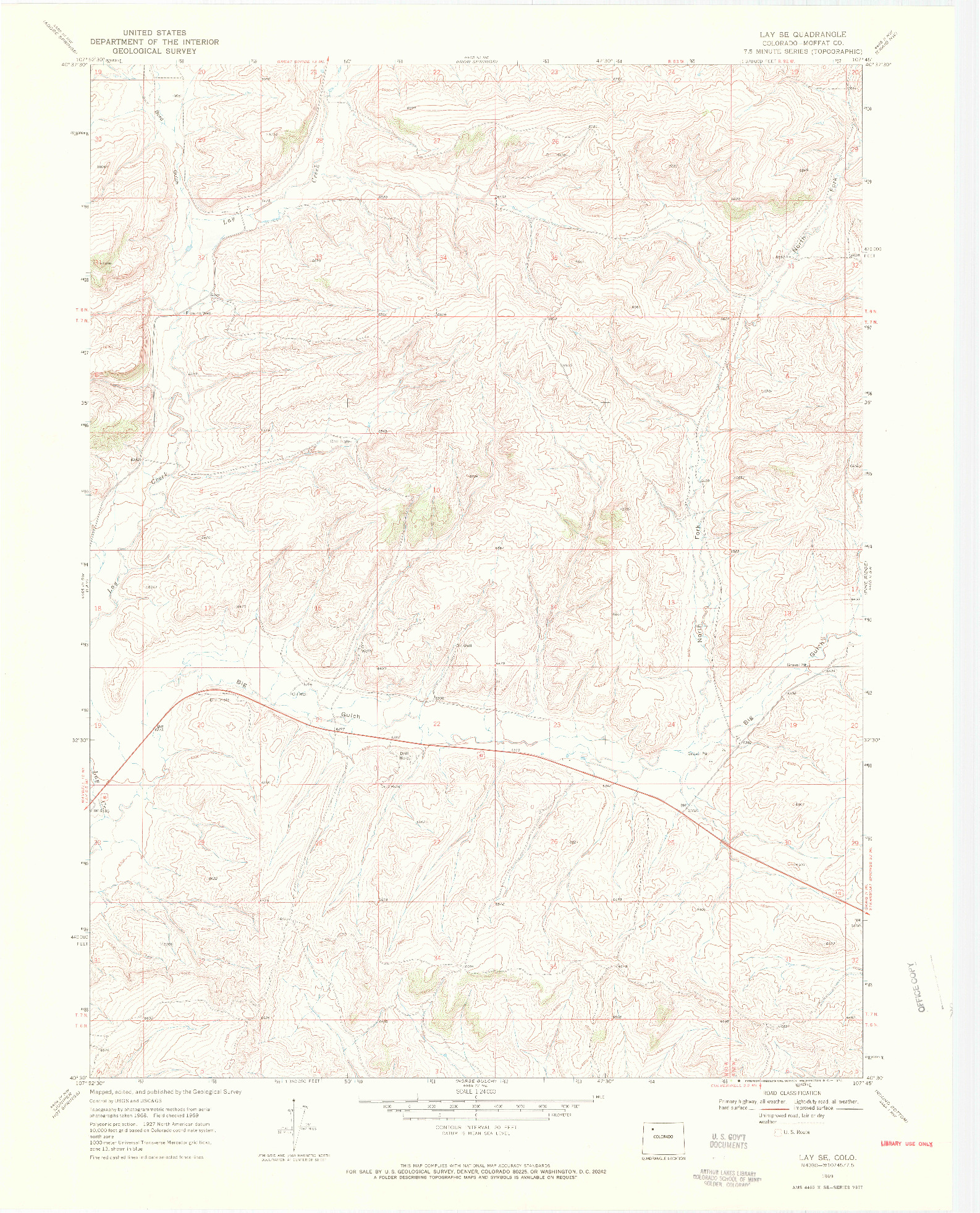 USGS 1:24000-SCALE QUADRANGLE FOR LAY SE, CO 1969
