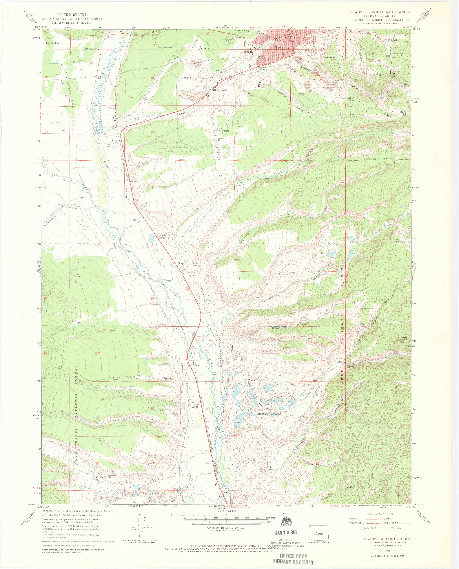 USGS 1:24000-SCALE QUADRANGLE FOR LEADVILLE SOUTH, CO 1969