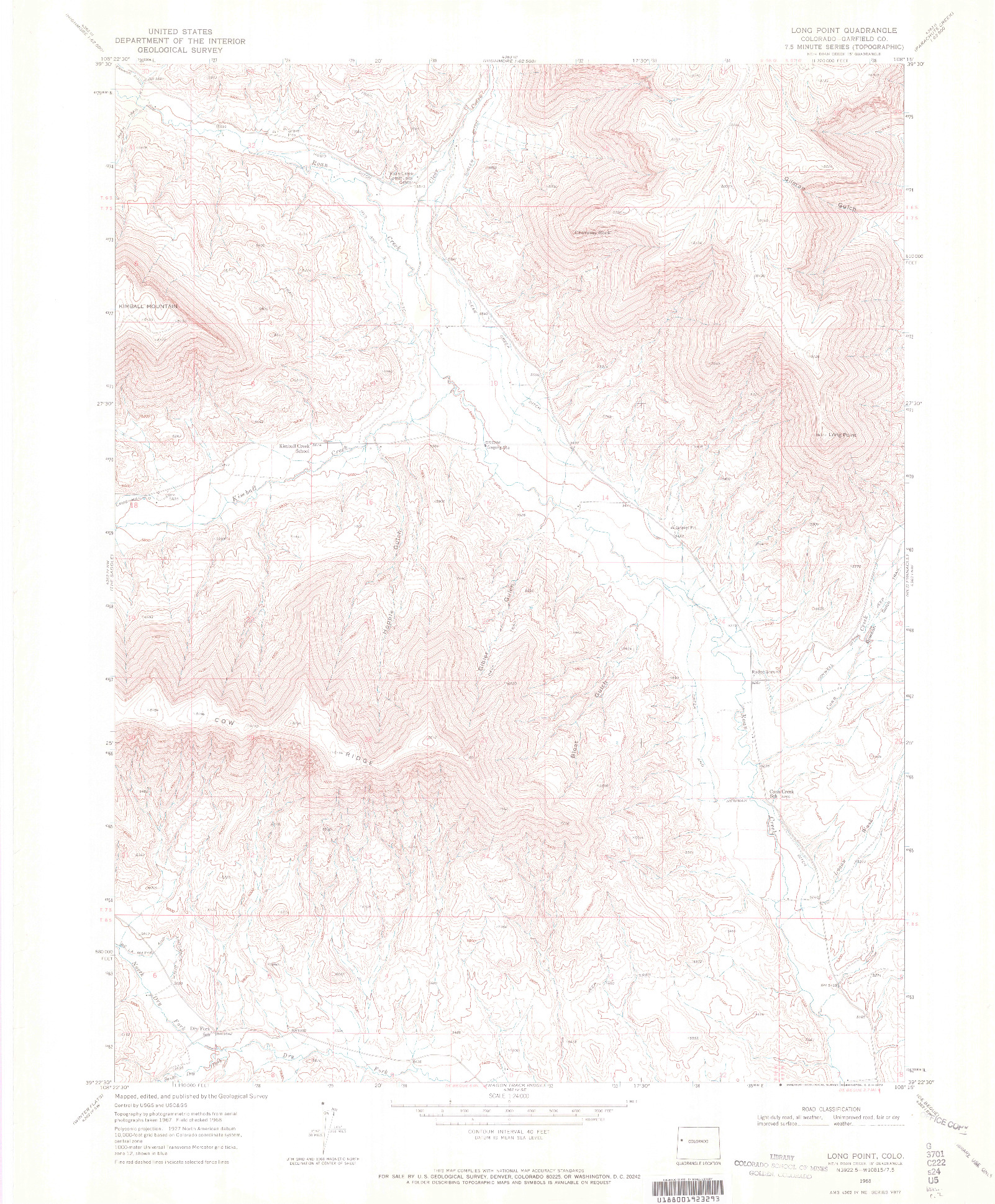 USGS 1:24000-SCALE QUADRANGLE FOR LONG POINT, CO 1968
