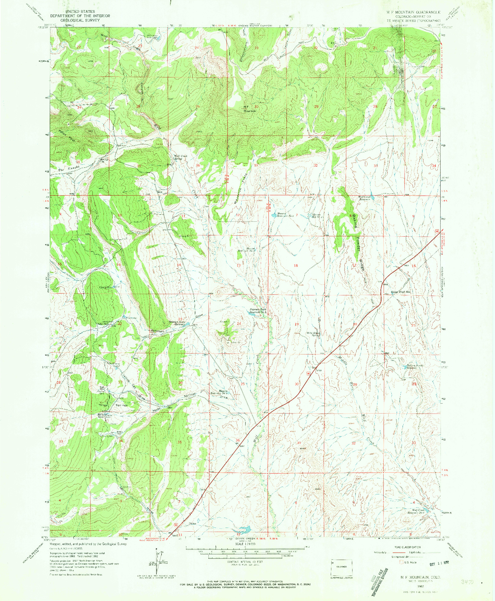 USGS 1:24000-SCALE QUADRANGLE FOR M F MOUNTAIN, CO 1962