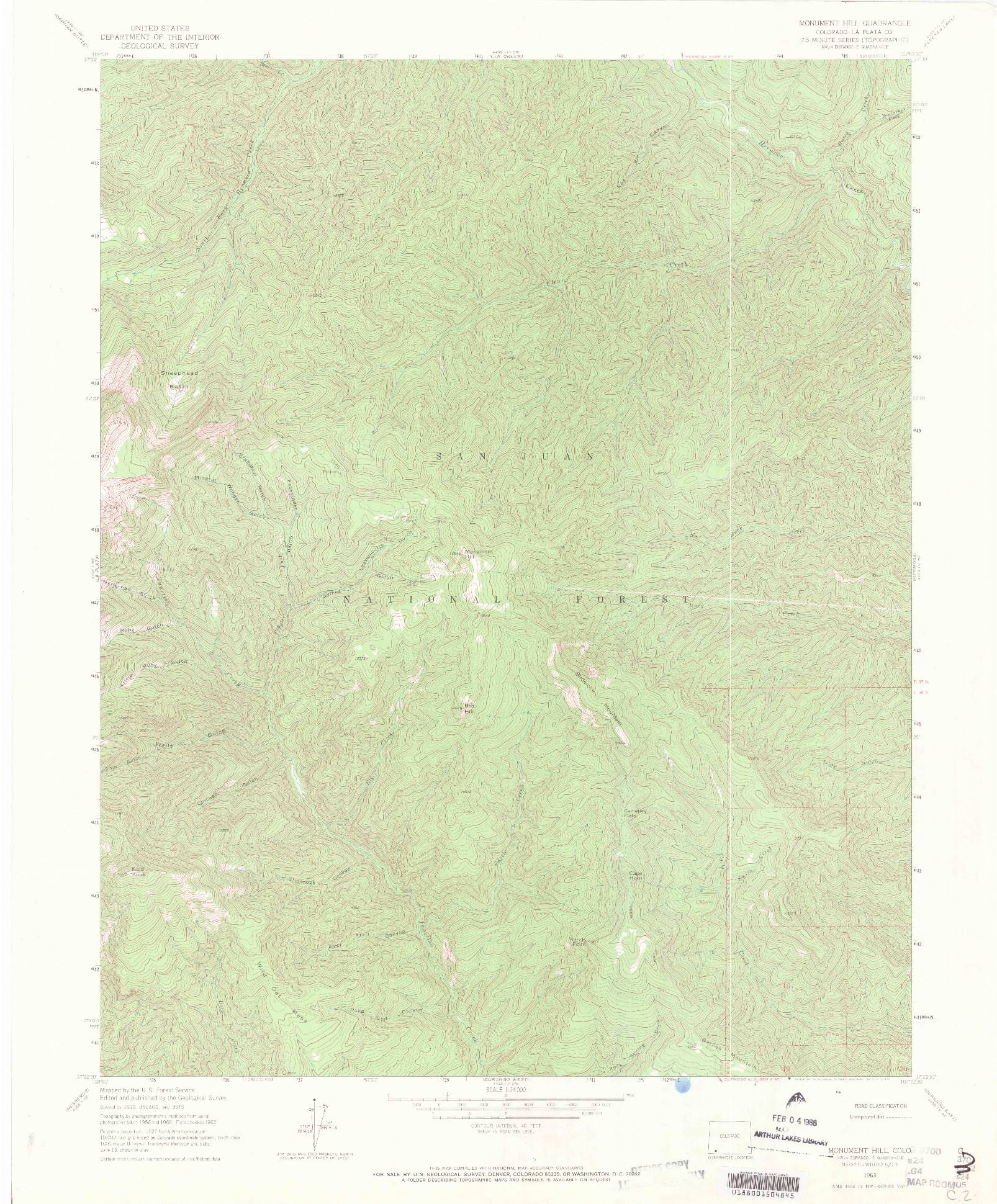 USGS 1:24000-SCALE QUADRANGLE FOR MONUMENT HILL, CO 1963