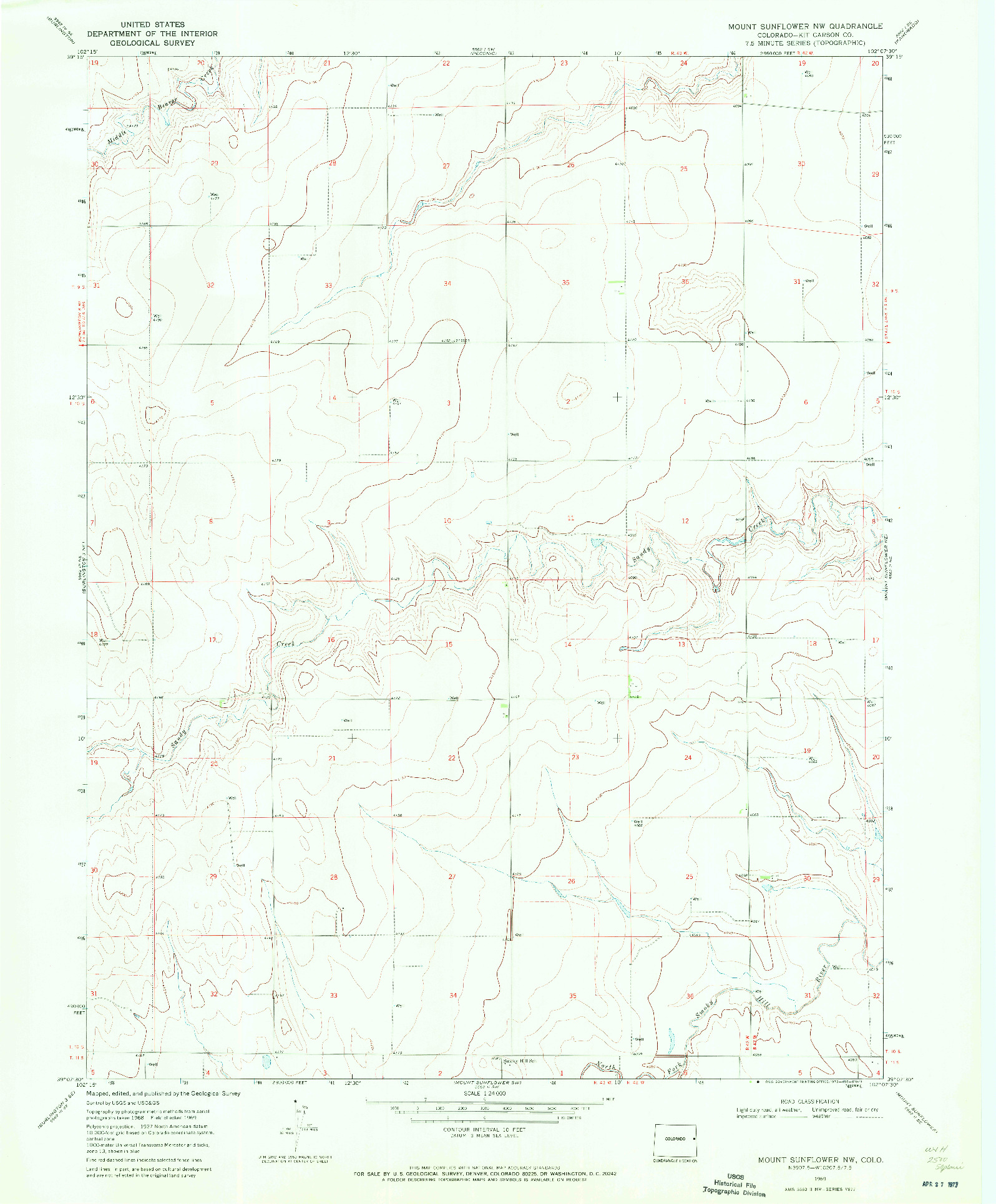 USGS 1:24000-SCALE QUADRANGLE FOR MOUNT SUNFLOWER NW, CO 1969