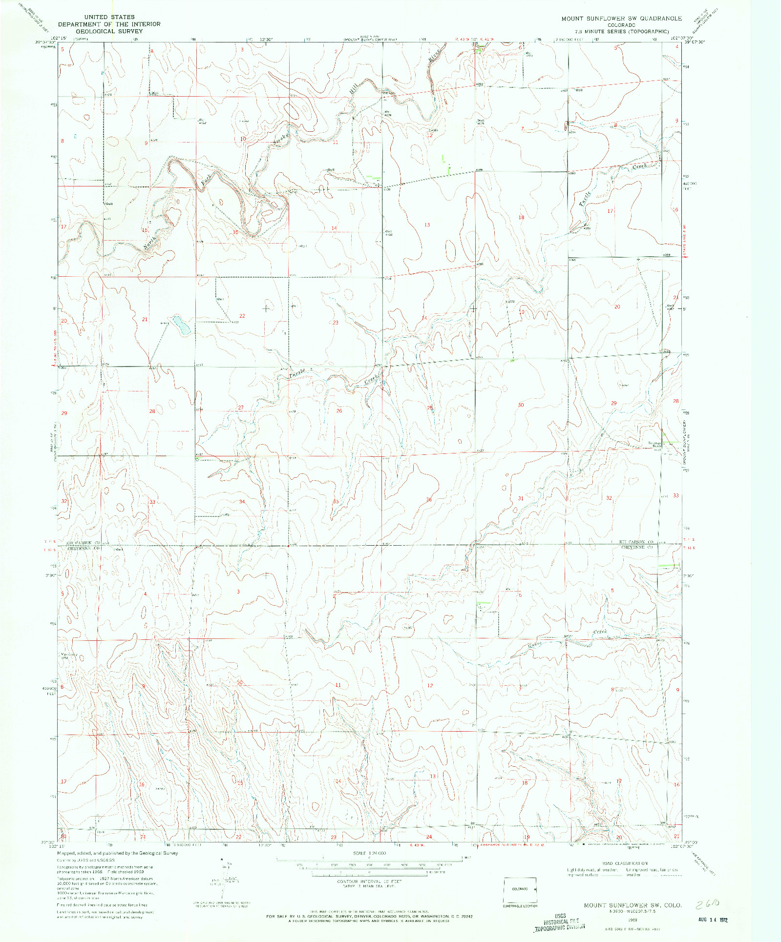 USGS 1:24000-SCALE QUADRANGLE FOR MOUNT SUNFLOWER SW, CO 1969