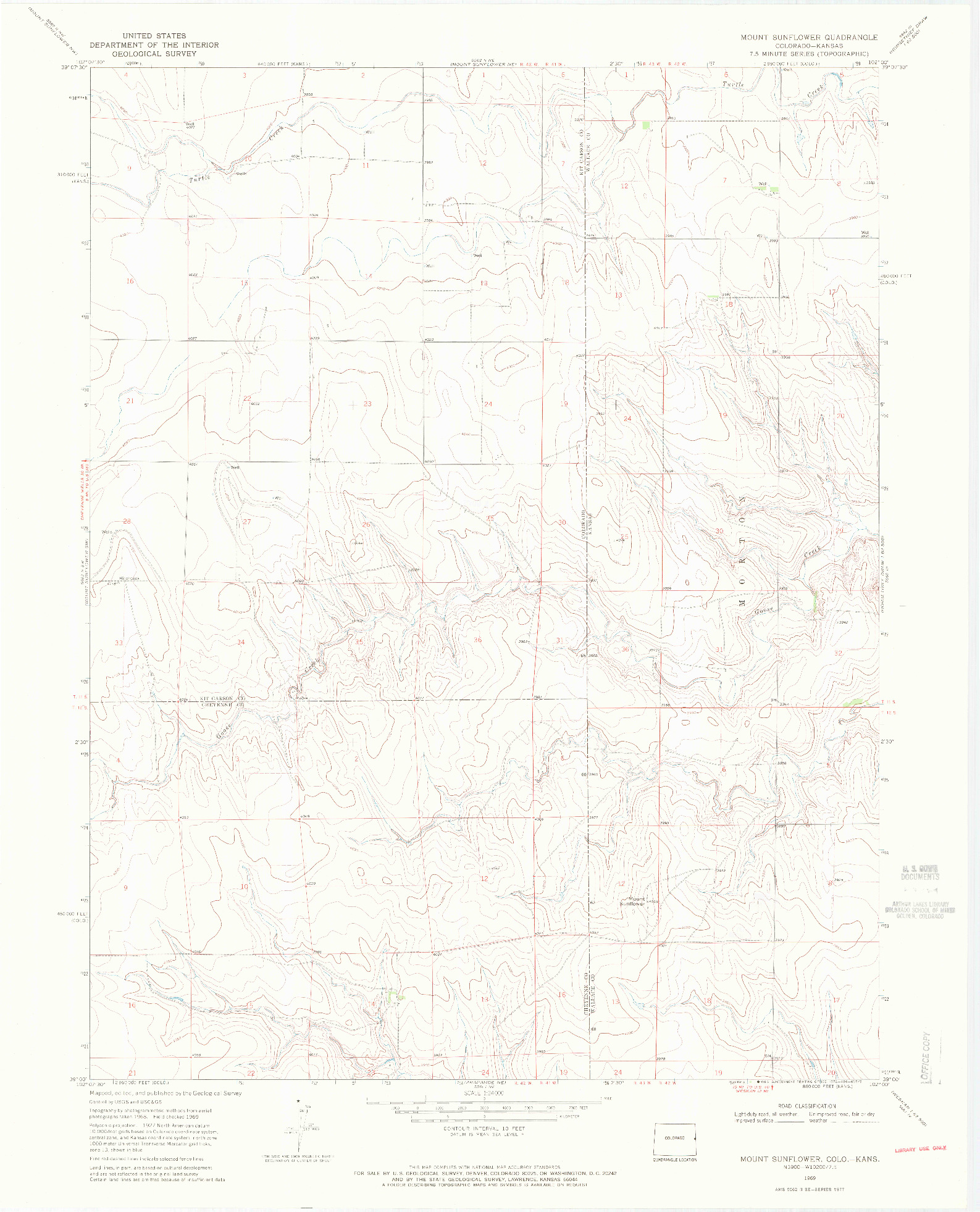 USGS 1:24000-SCALE QUADRANGLE FOR MOUNT SUNFLOWER, CO 1969