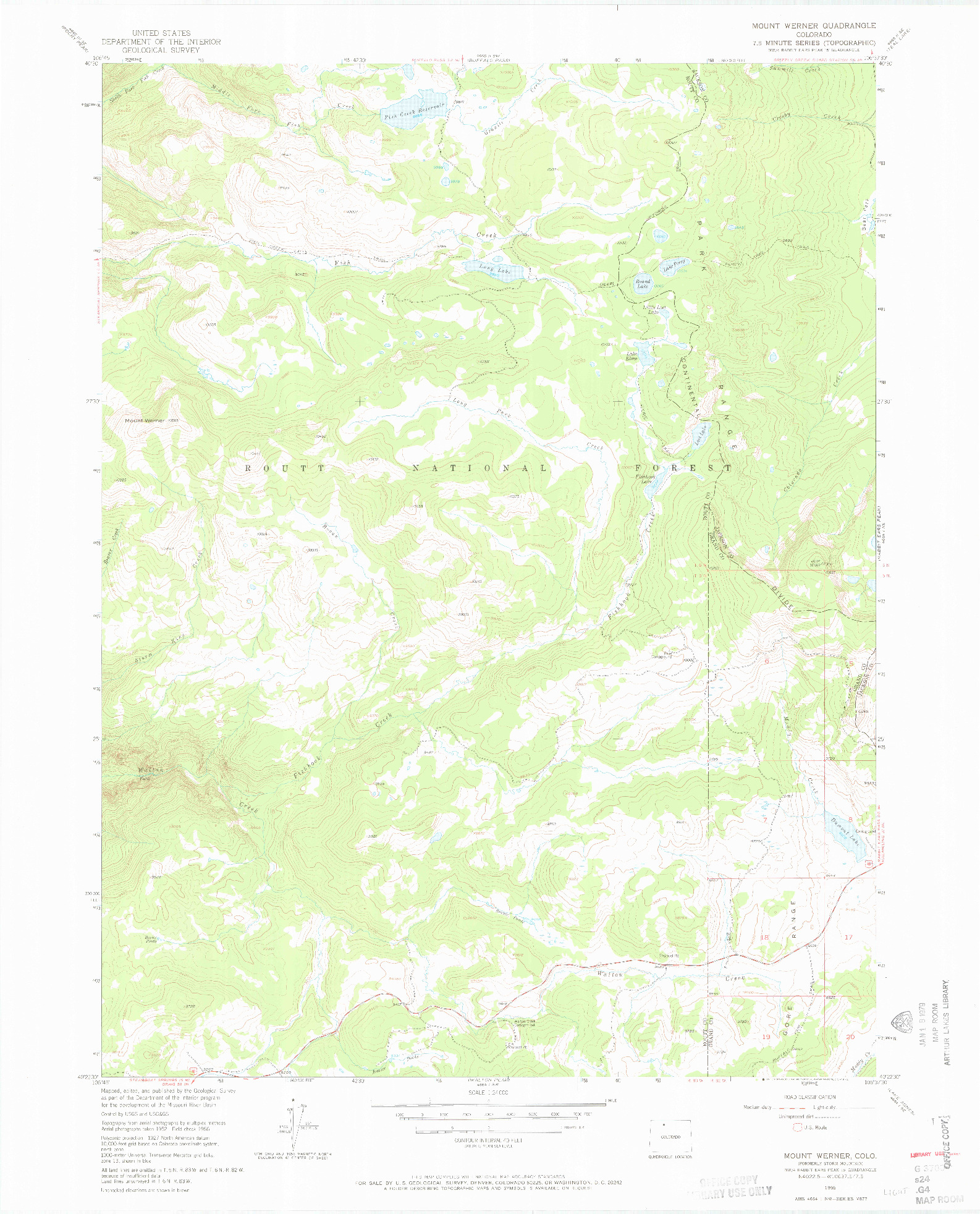 USGS 1:24000-SCALE QUADRANGLE FOR MOUNT WERNER, CO 1956
