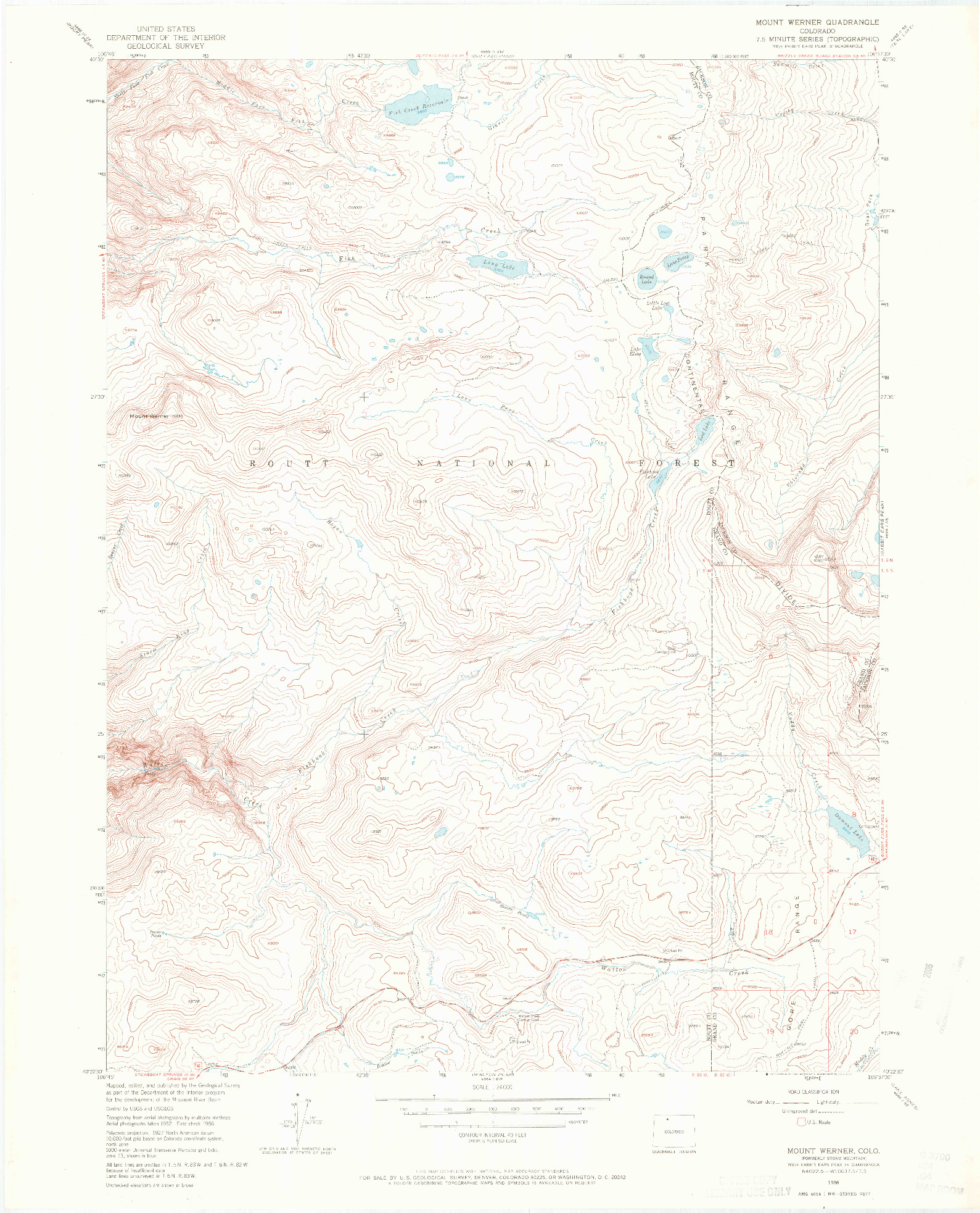 USGS 1:24000-SCALE QUADRANGLE FOR MOUNT WERNER, CO 1956