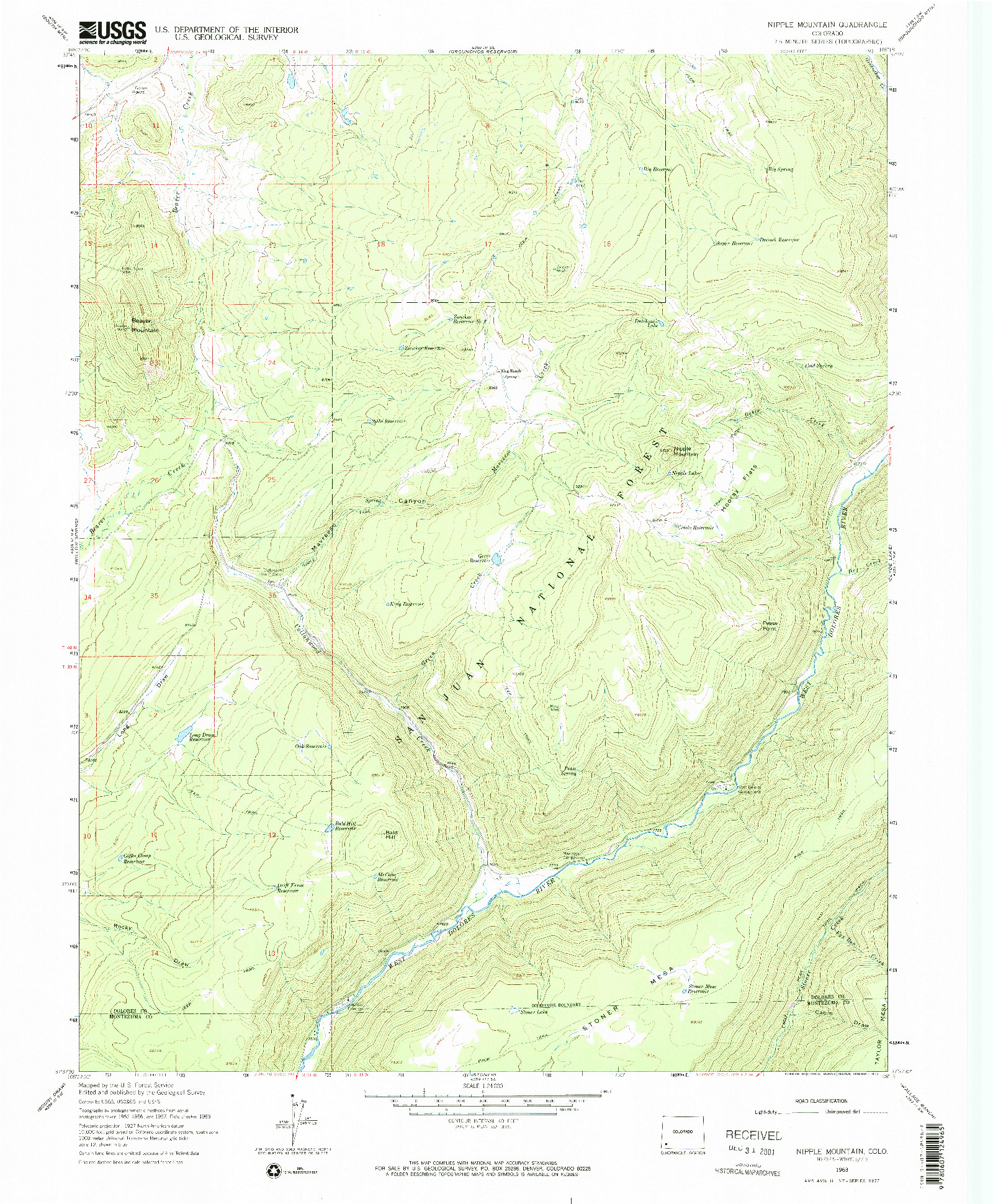 USGS 1:24000-SCALE QUADRANGLE FOR NIPPLE MOUNTAIN, CO 1963