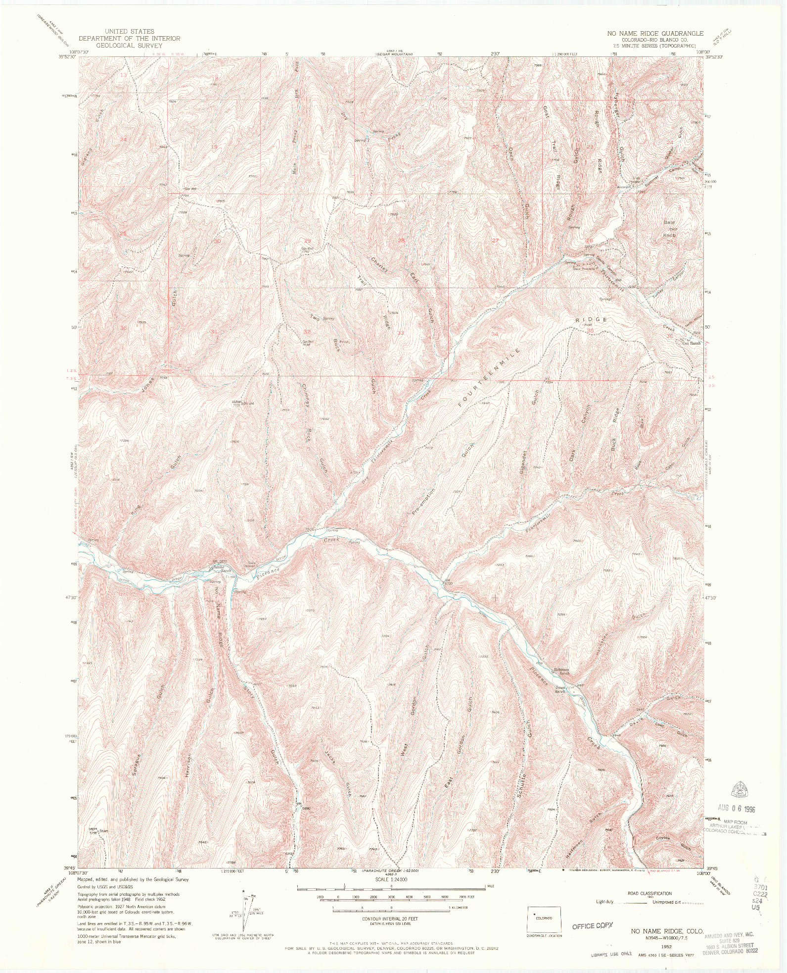 USGS 1:24000-SCALE QUADRANGLE FOR NO NAME RIDGE, CO 1952
