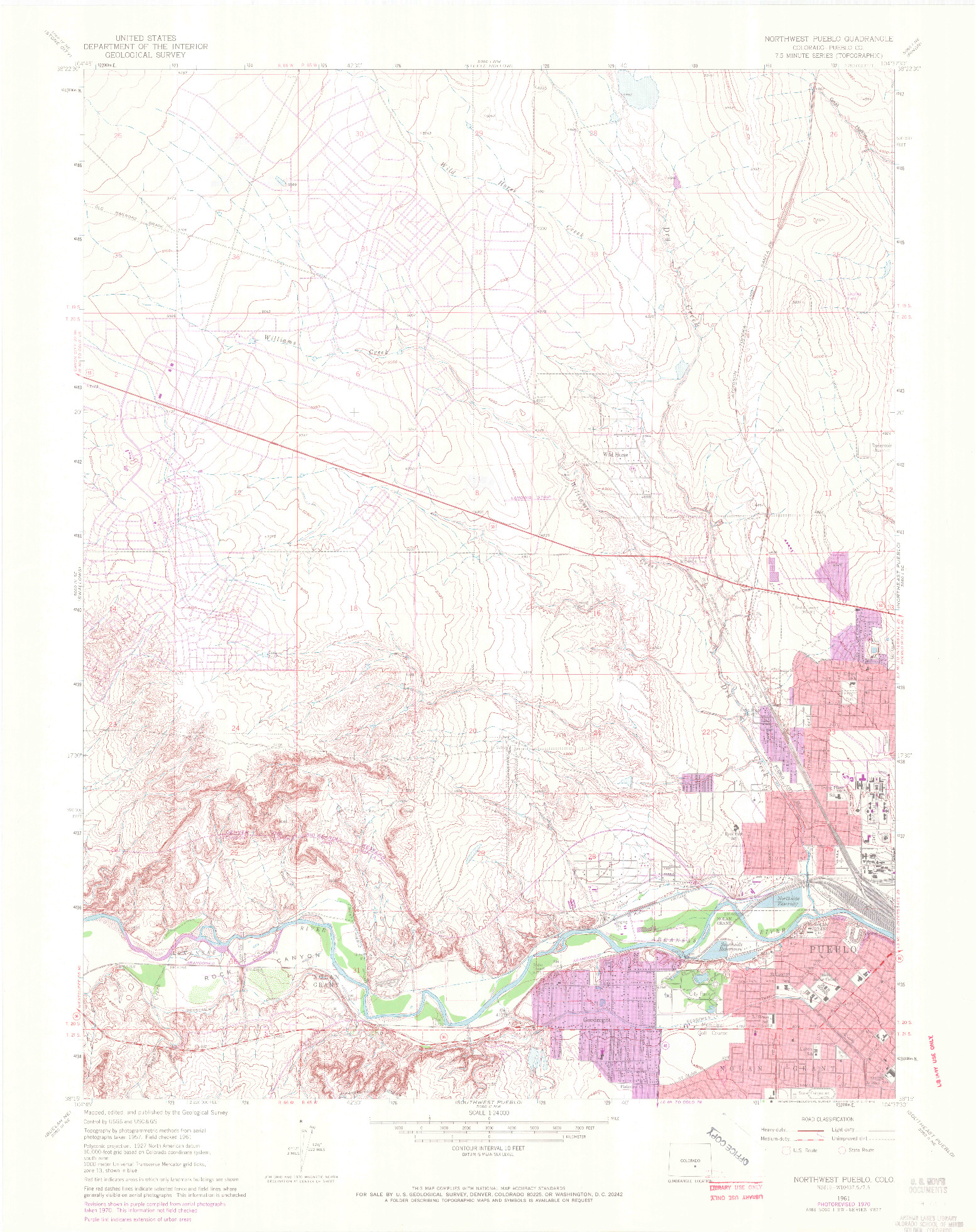 USGS 1:24000-SCALE QUADRANGLE FOR NORTHWEST PUEBLO, CO 1961