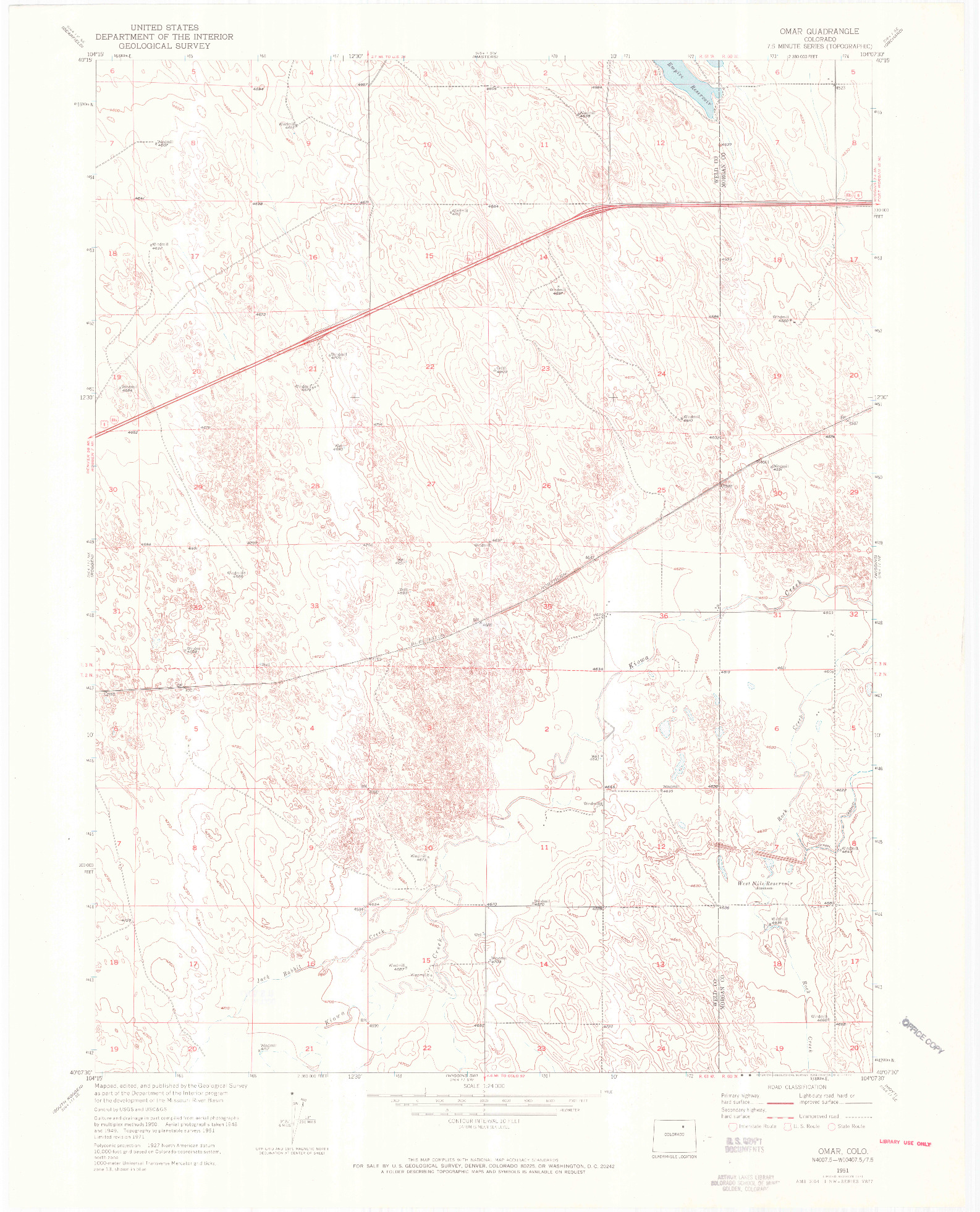 USGS 1:24000-SCALE QUADRANGLE FOR OMAR, CO 1951