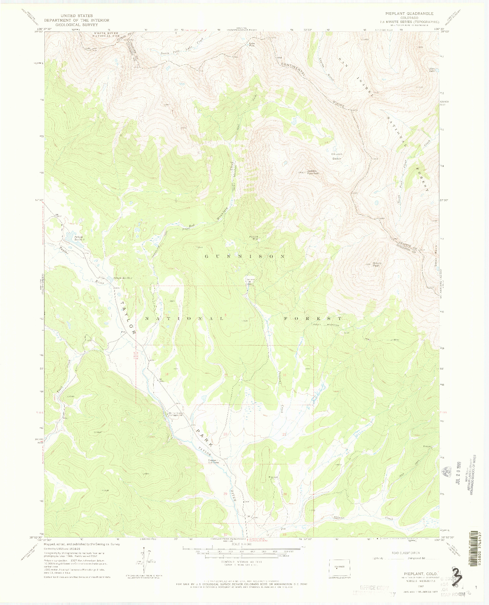 USGS 1:24000-SCALE QUADRANGLE FOR PIEPLANT, CO 1967