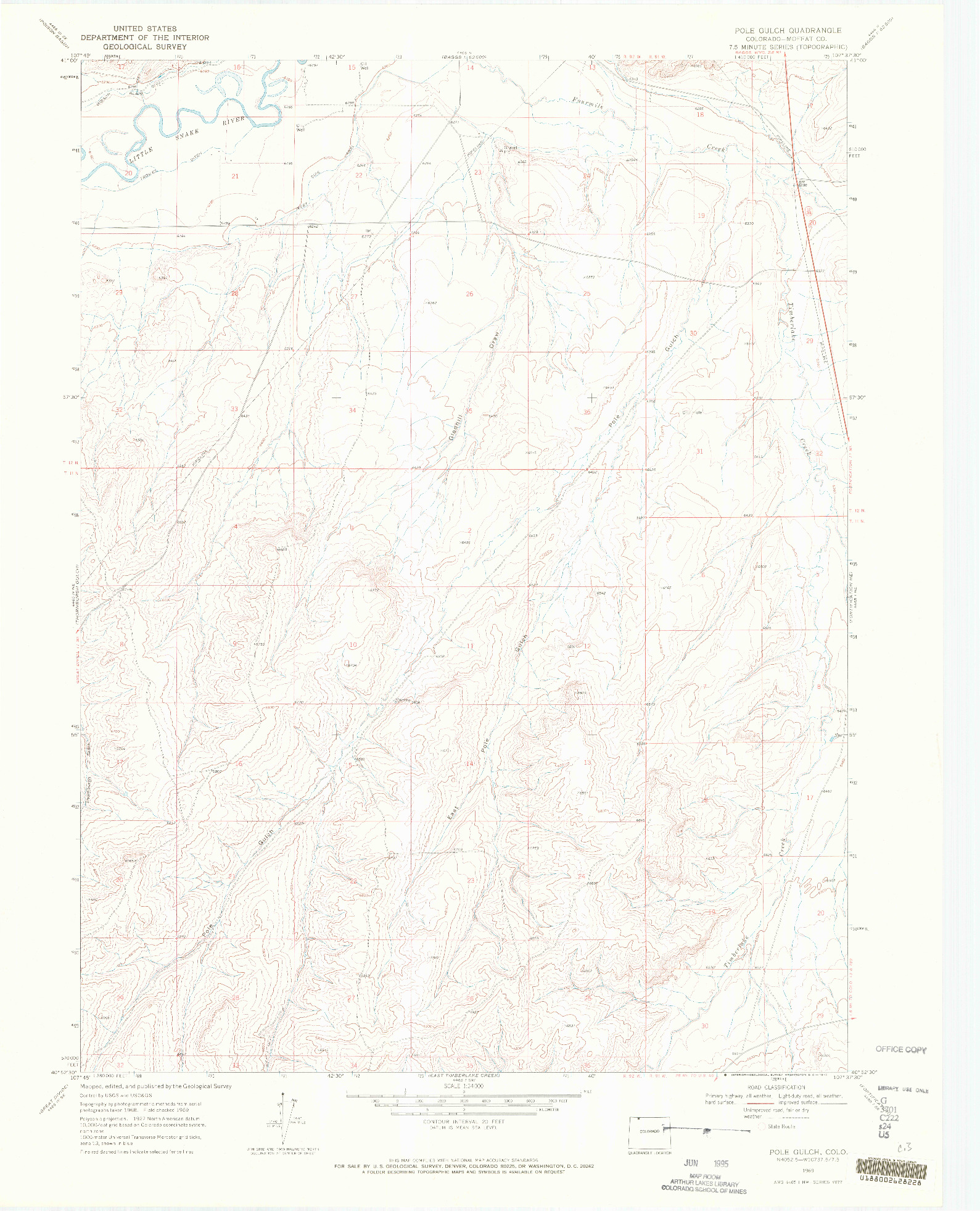 USGS 1:24000-SCALE QUADRANGLE FOR POLE GULCH, CO 1969