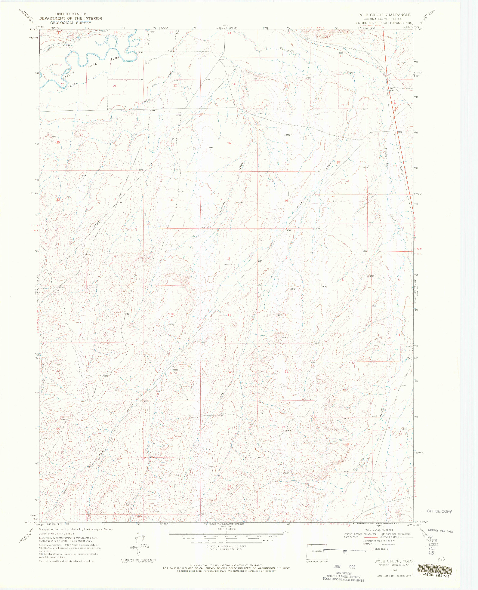 USGS 1:24000-SCALE QUADRANGLE FOR POLE GULCH, CO 1969