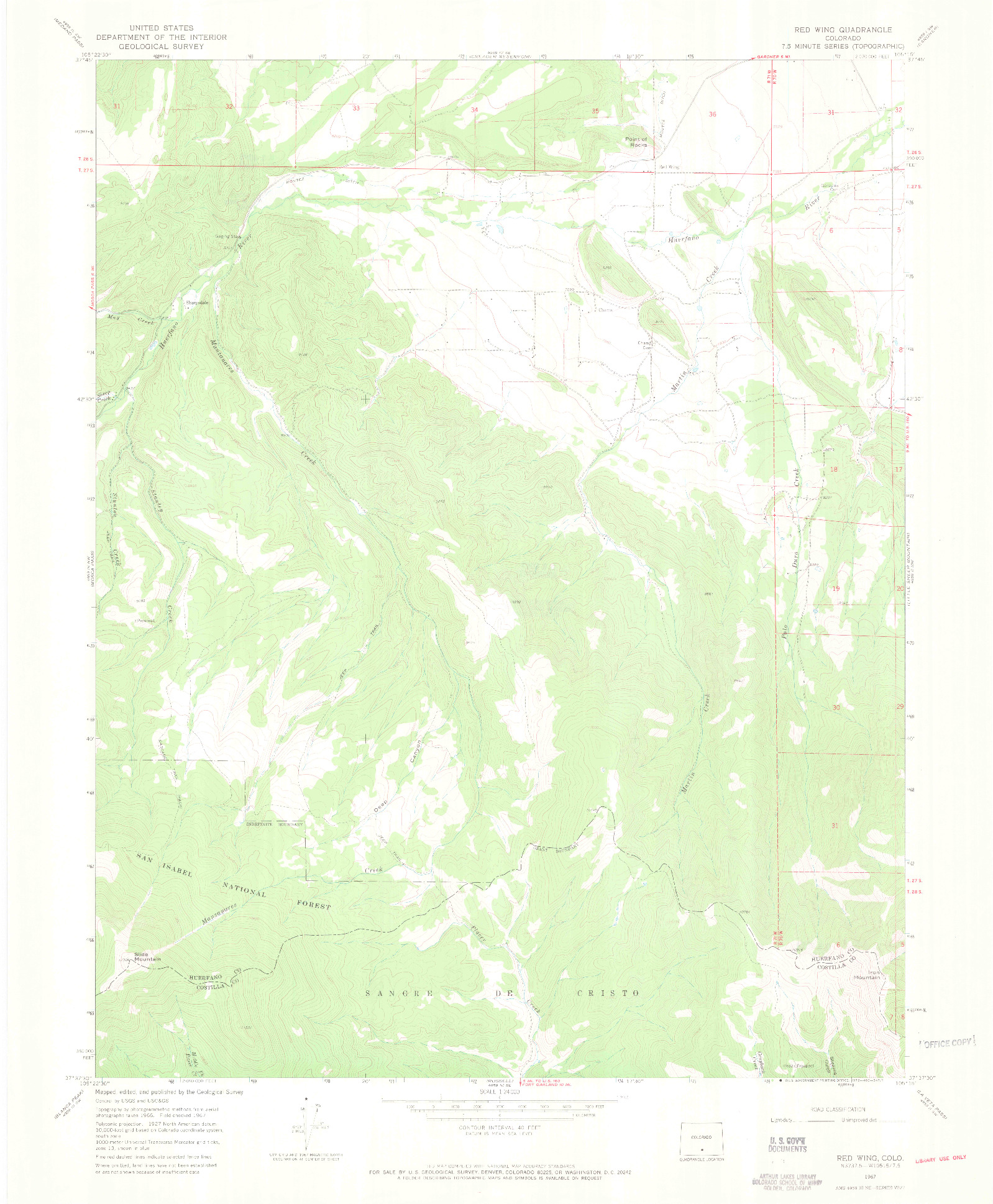 USGS 1:24000-SCALE QUADRANGLE FOR RED WING, CO 1967