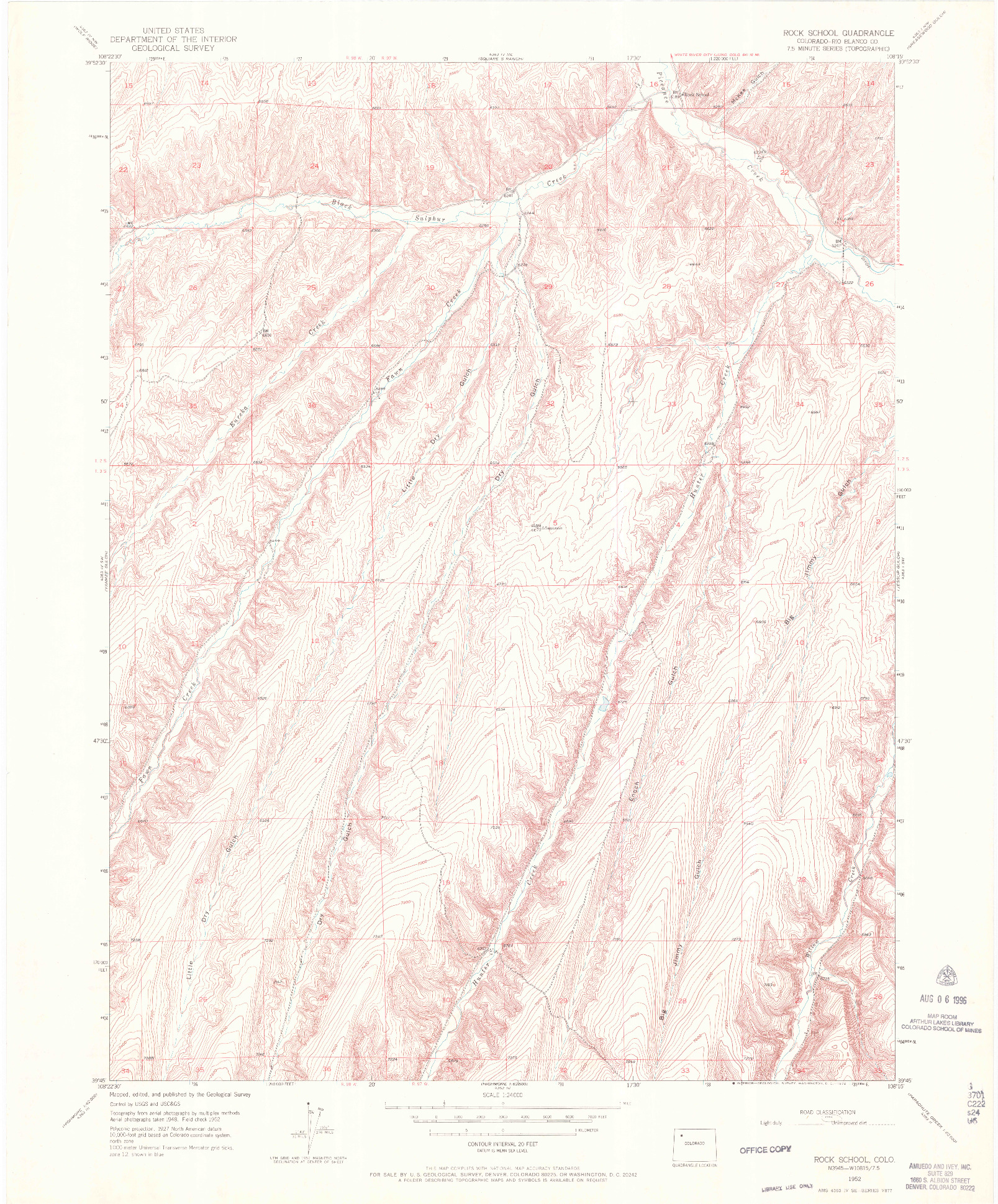 USGS 1:24000-SCALE QUADRANGLE FOR ROCK SCHOOL, CO 1952