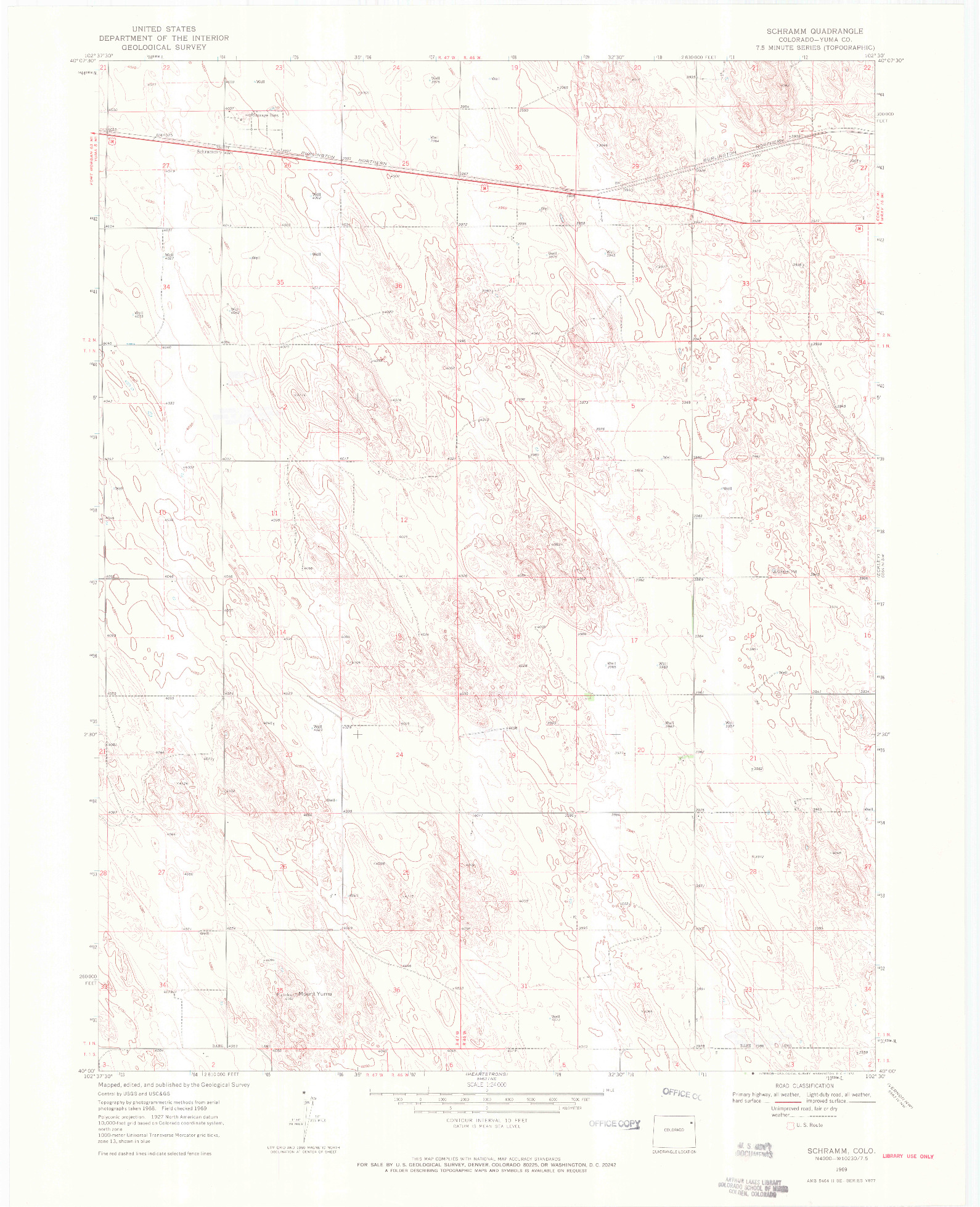 USGS 1:24000-SCALE QUADRANGLE FOR SCHRAMM, CO 1969