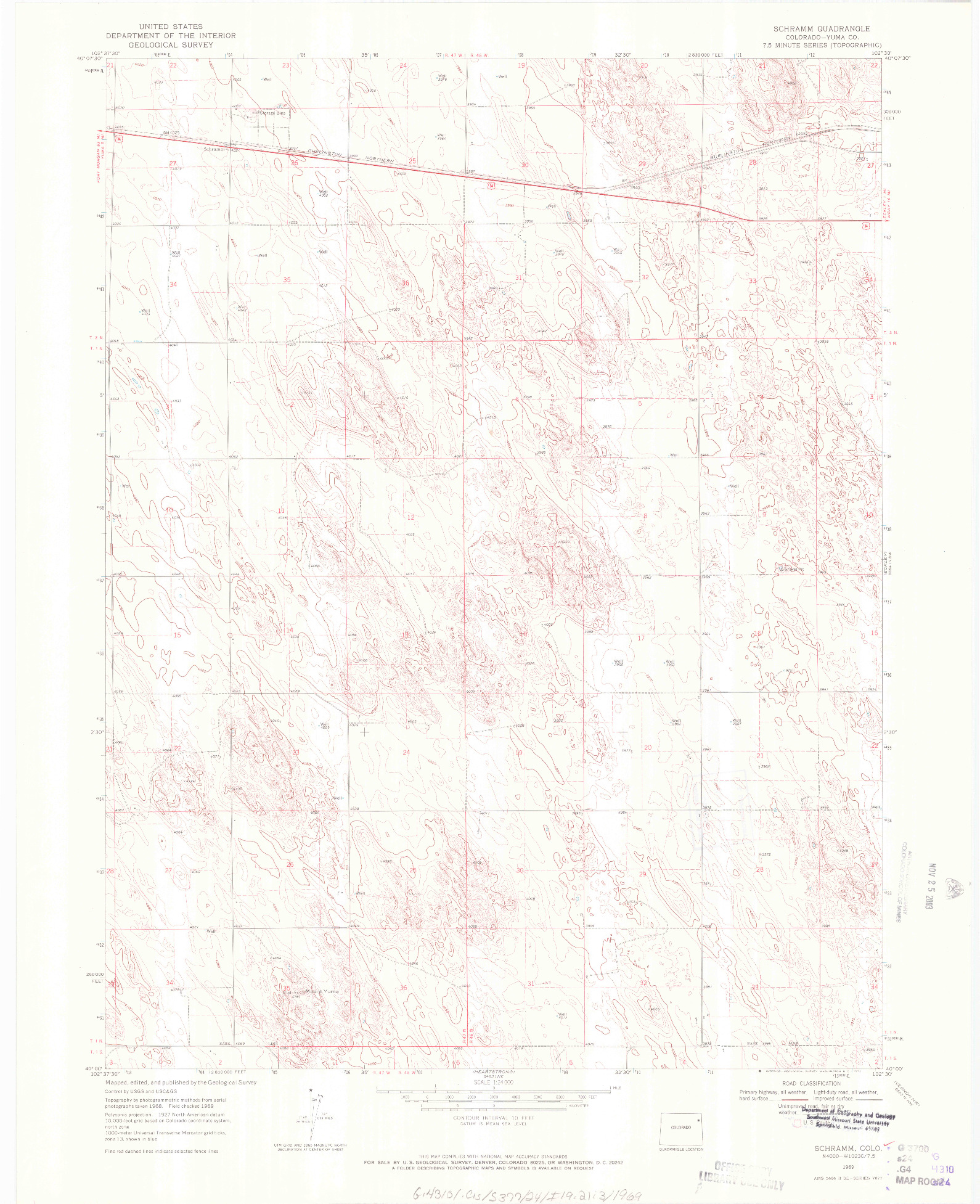 USGS 1:24000-SCALE QUADRANGLE FOR SCHRAMM, CO 1969