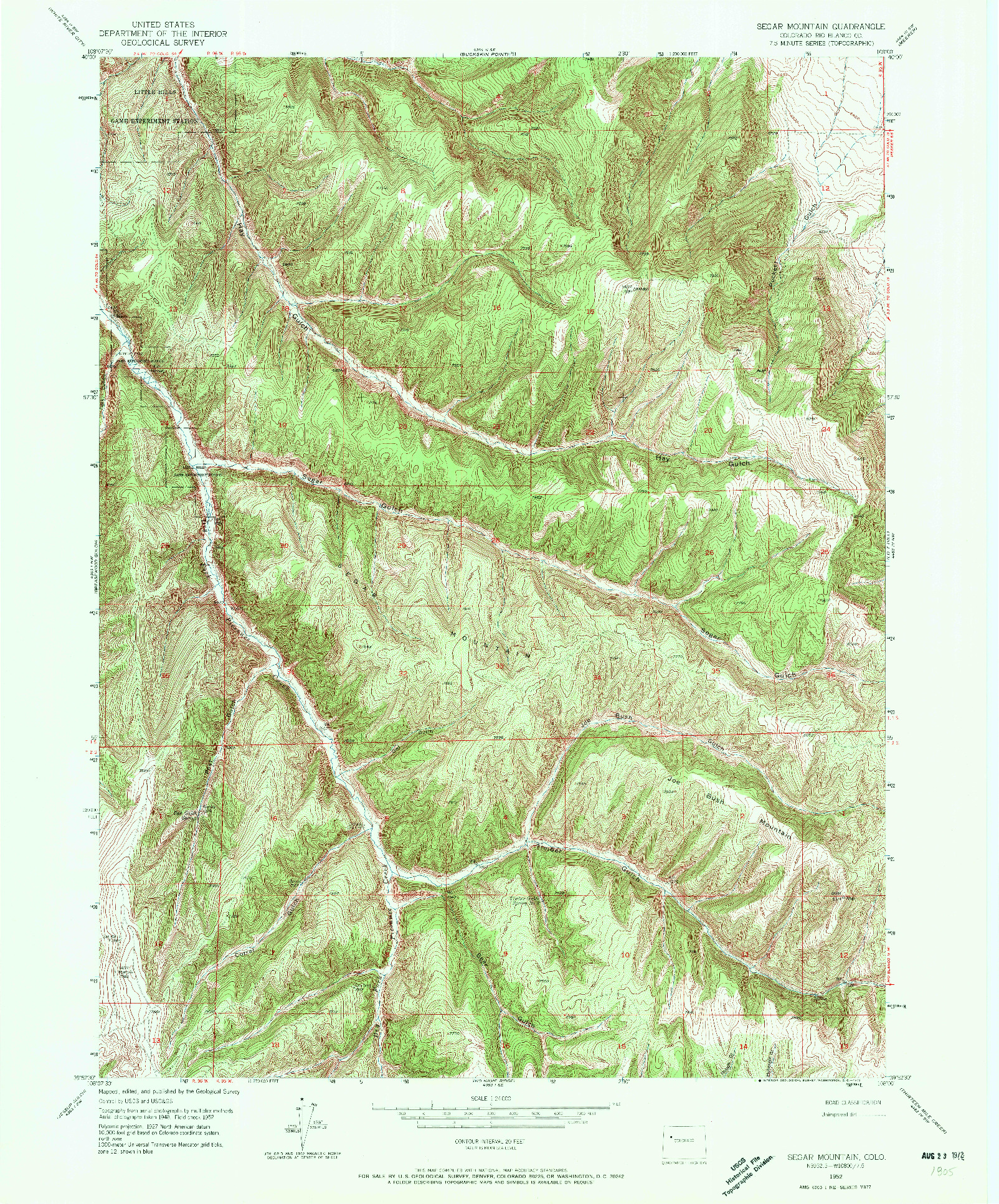 USGS 1:24000-SCALE QUADRANGLE FOR SEGAR MOUNTAIN, CO 1952