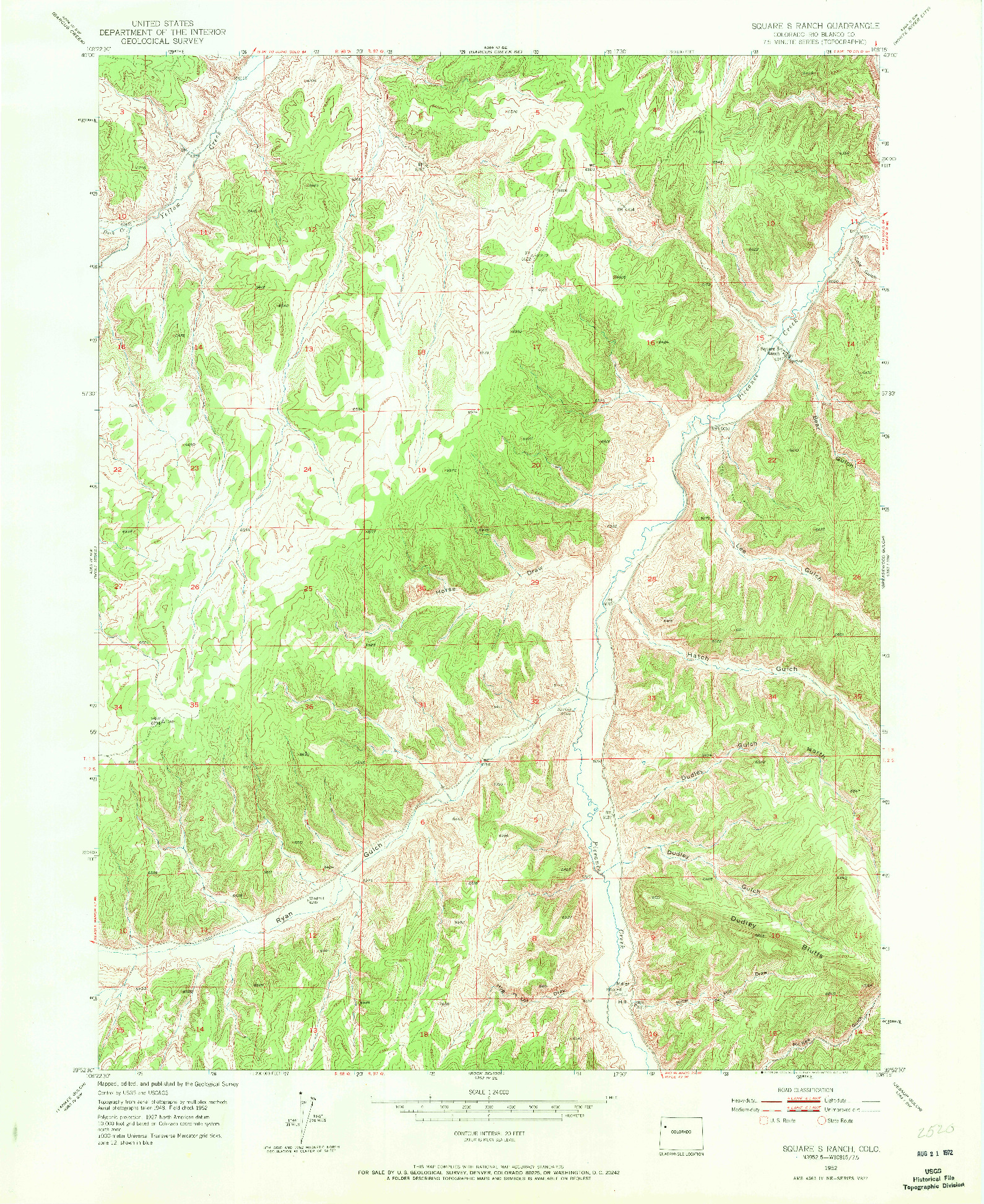 USGS 1:24000-SCALE QUADRANGLE FOR SQUARE S RANCH, CO 1952