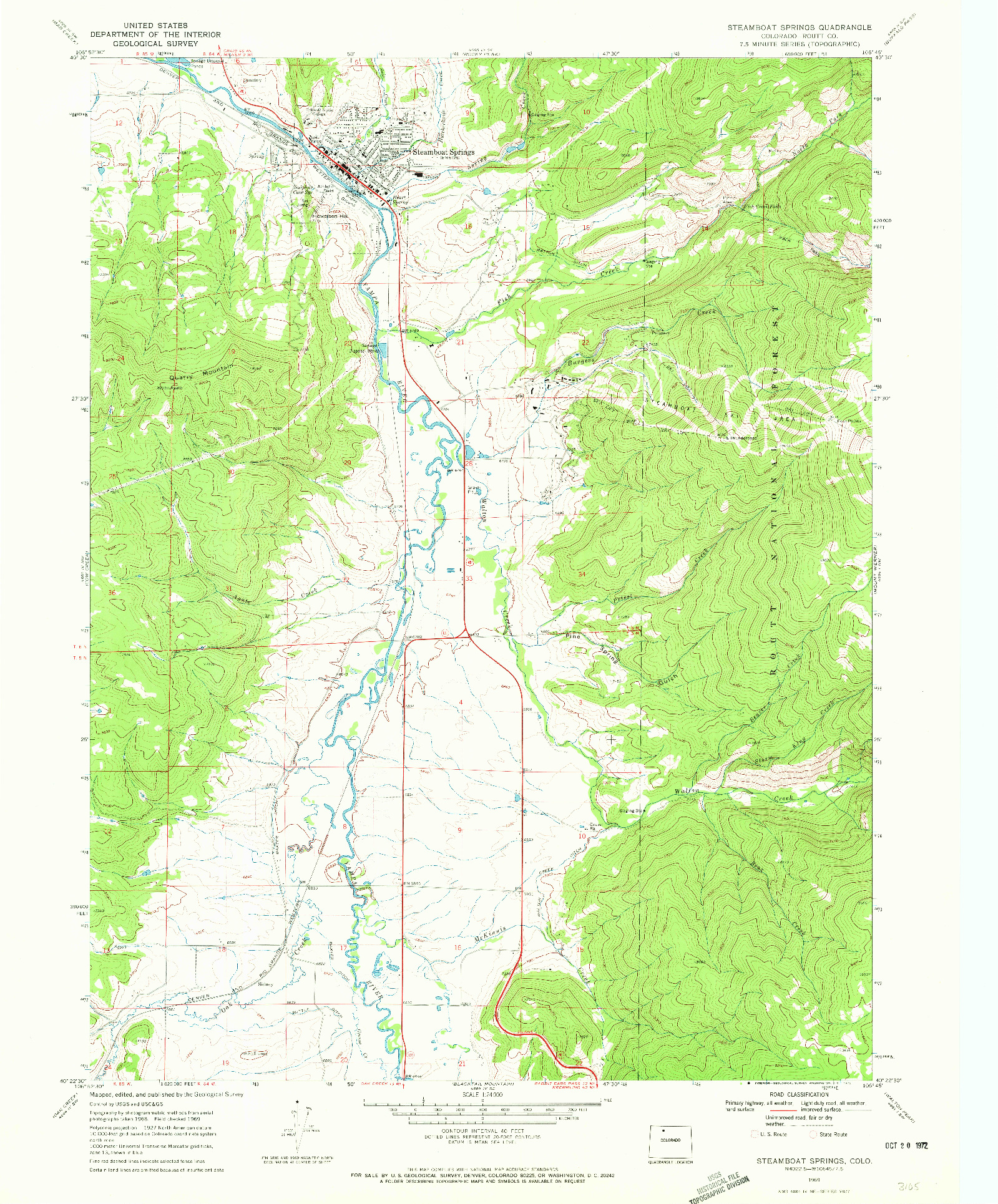 USGS 1:24000-SCALE QUADRANGLE FOR STEAMBOAT SPRINGS, CO 1969