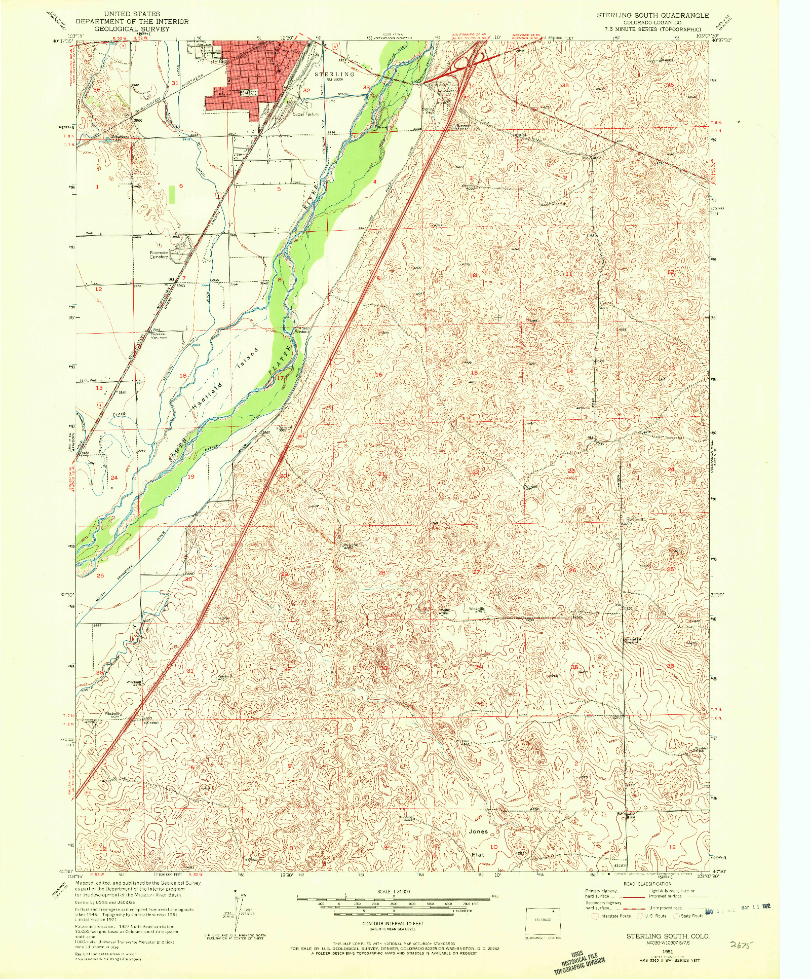 USGS 1:24000-SCALE QUADRANGLE FOR STERLING SOUTH, CO 1951