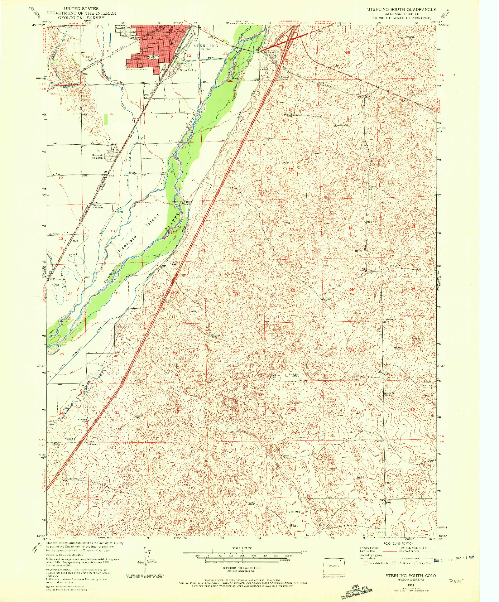 USGS 1:24000-SCALE QUADRANGLE FOR STERLING SOUTH, CO 1951