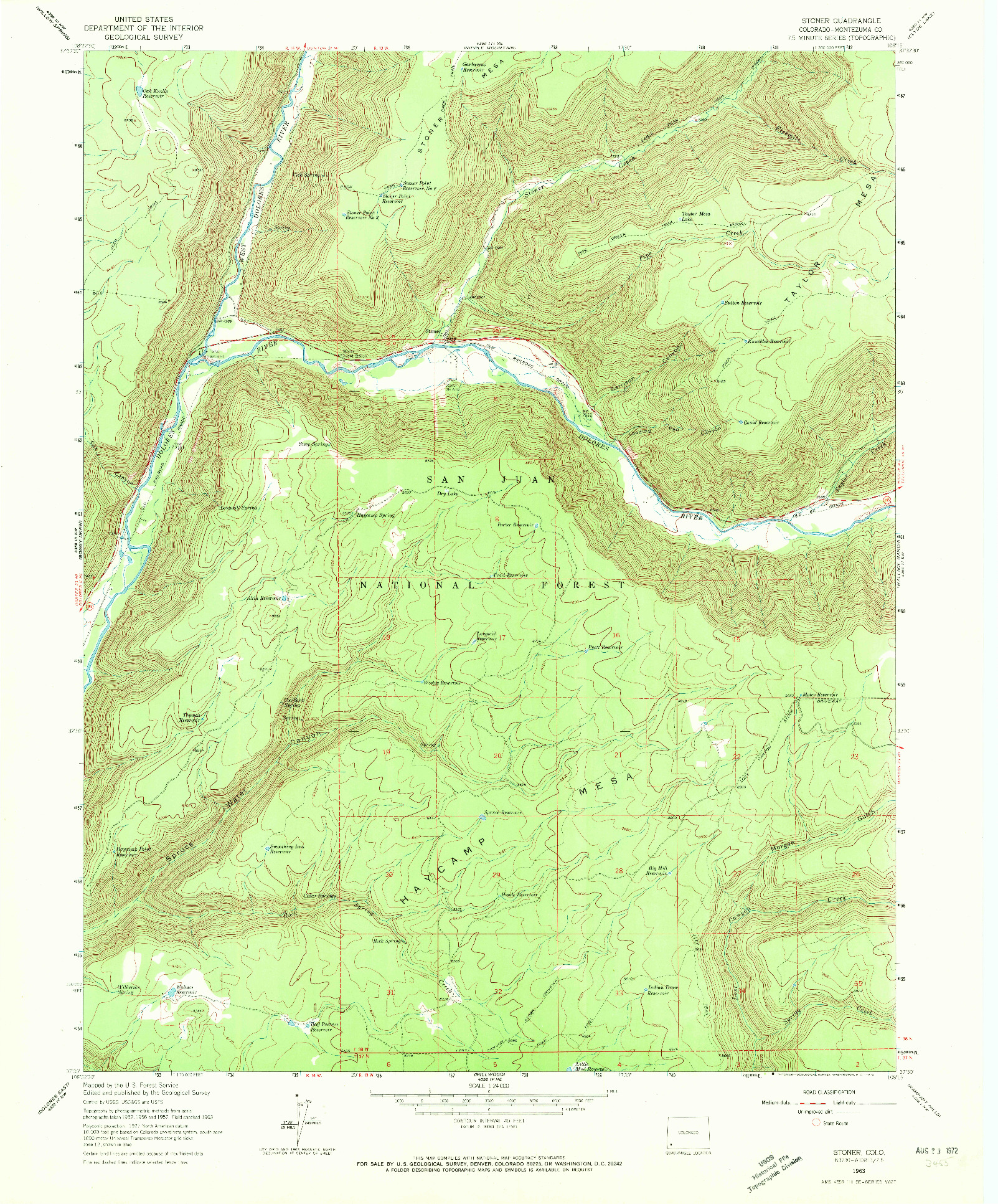 USGS 1:24000-SCALE QUADRANGLE FOR STONER, CO 1963