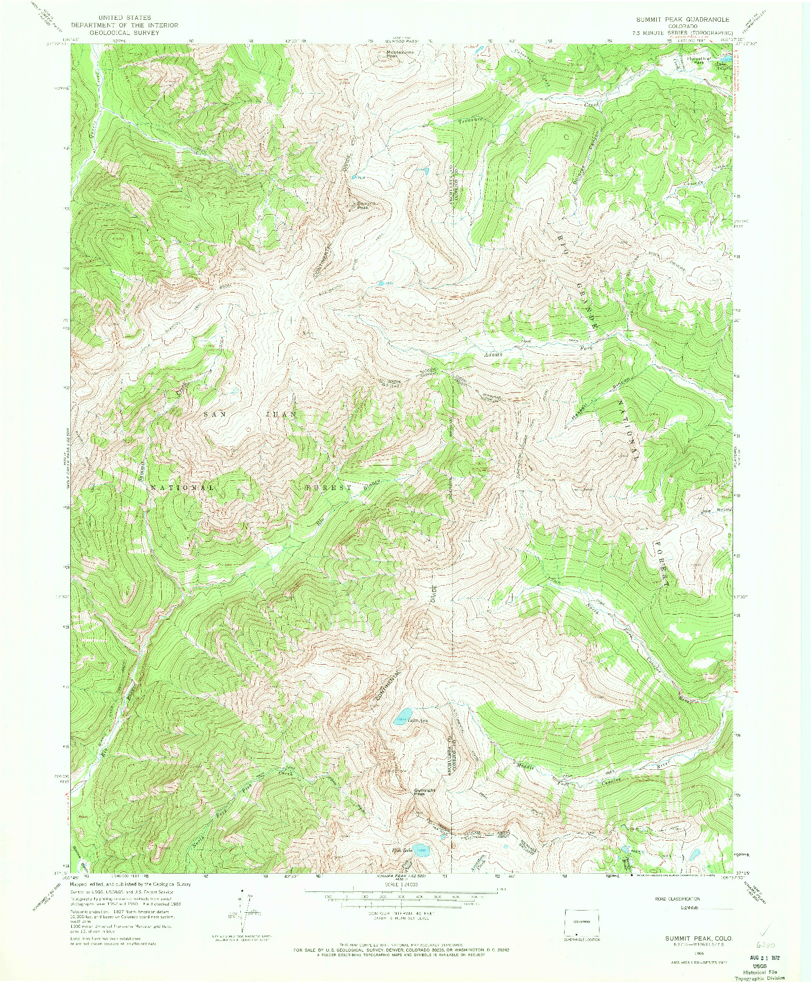 USGS 1:24000-SCALE QUADRANGLE FOR SUMMIT PEAK, CO 1966