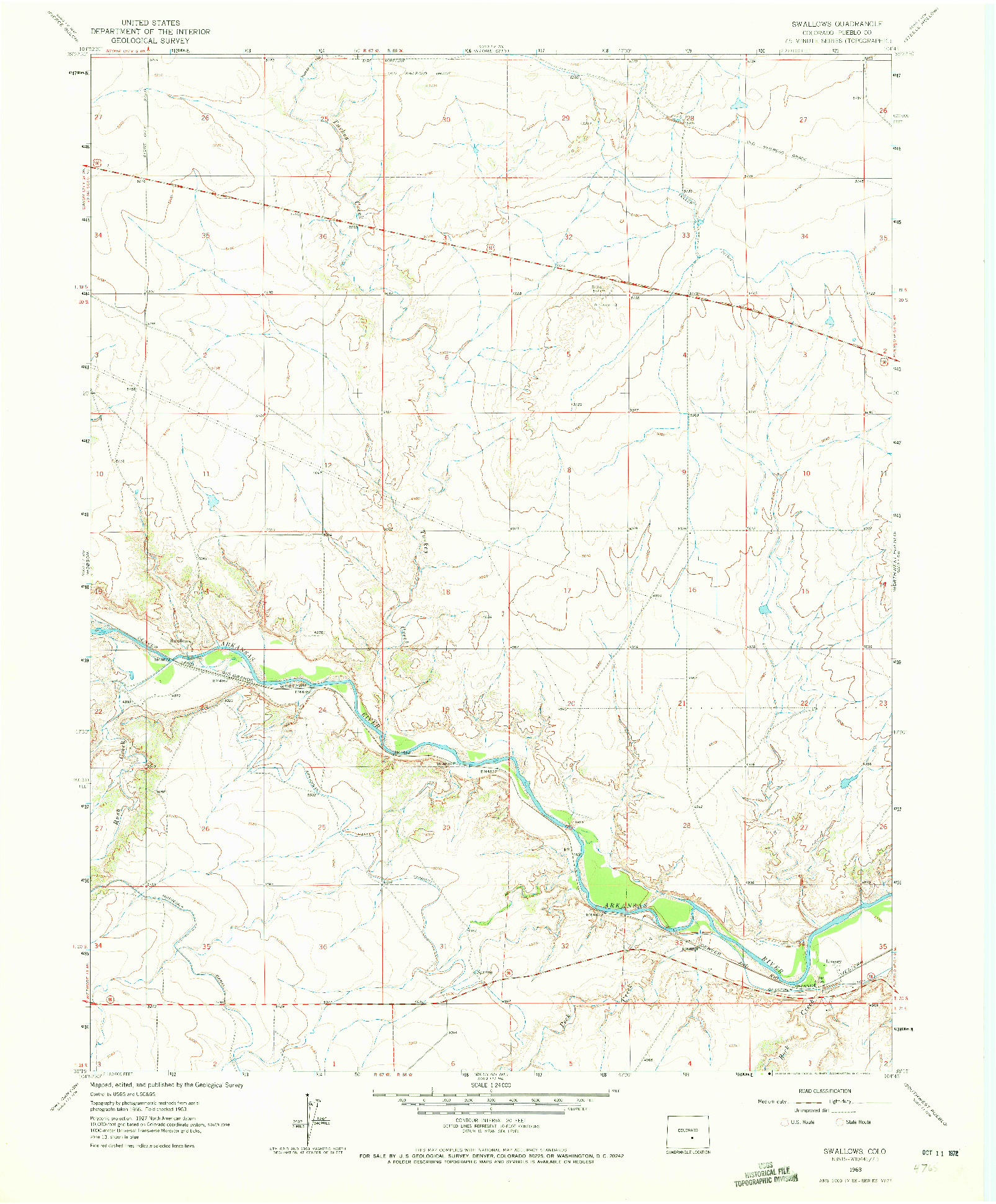 USGS 1:24000-SCALE QUADRANGLE FOR SWALLOWS, CO 1963