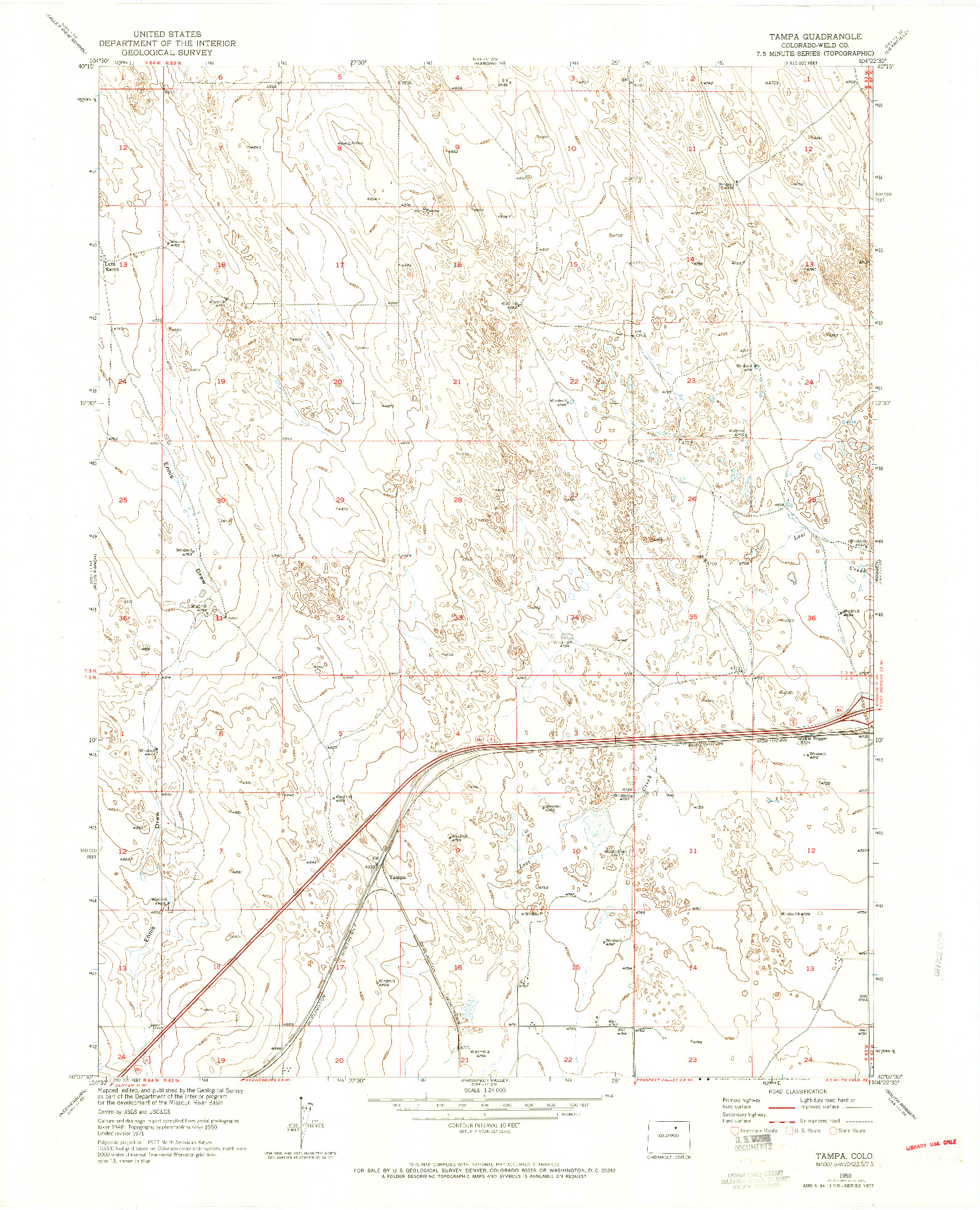 USGS 1:24000-SCALE QUADRANGLE FOR TAMPA, CO 1950