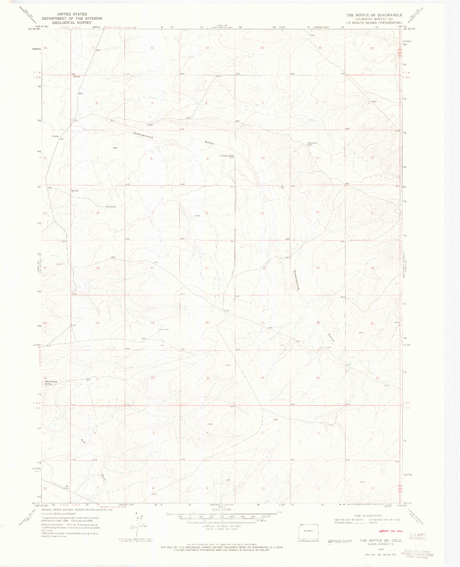 USGS 1:24000-SCALE QUADRANGLE FOR THE NIPPLE SE, CO 1969