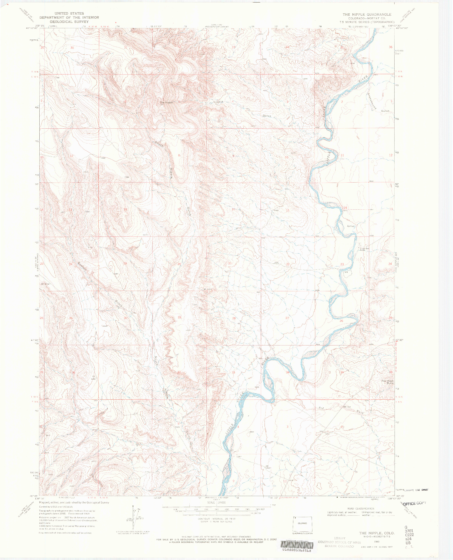 USGS 1:24000-SCALE QUADRANGLE FOR THE NIPPLE, CO 1969