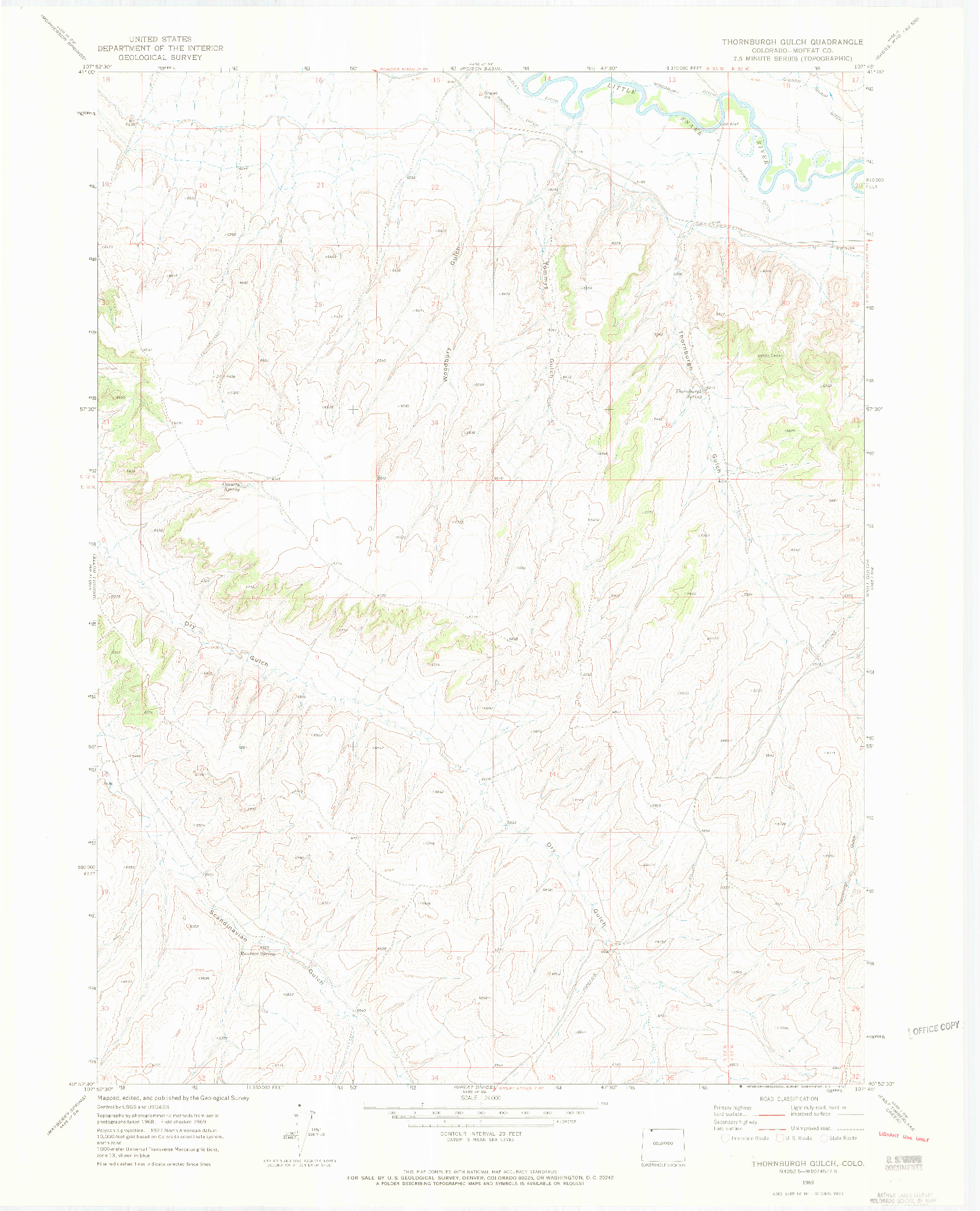 USGS 1:24000-SCALE QUADRANGLE FOR THORNBURGH GULCH, CO 1969