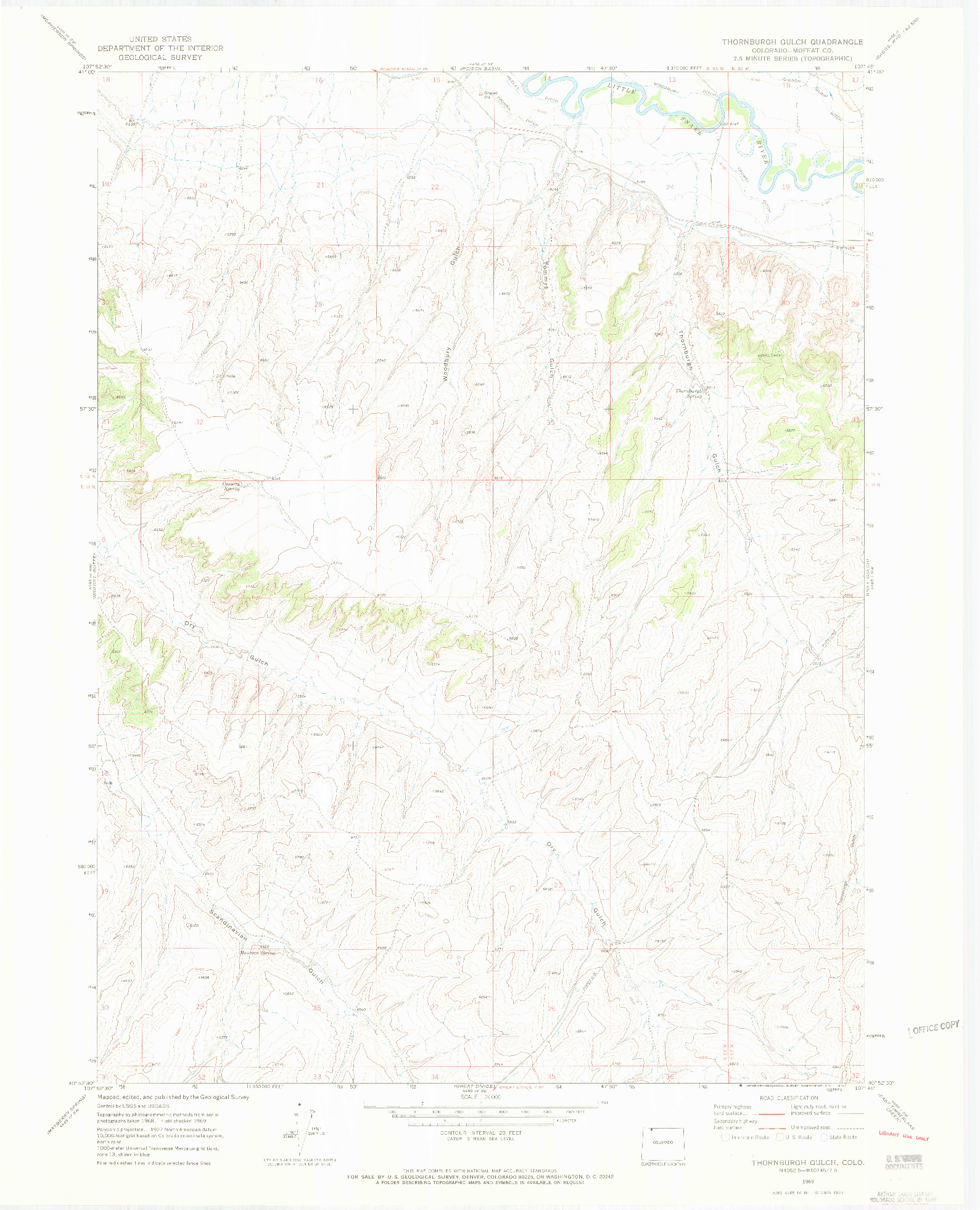 USGS 1:24000-SCALE QUADRANGLE FOR THORNBURGH GULCH, CO 1969