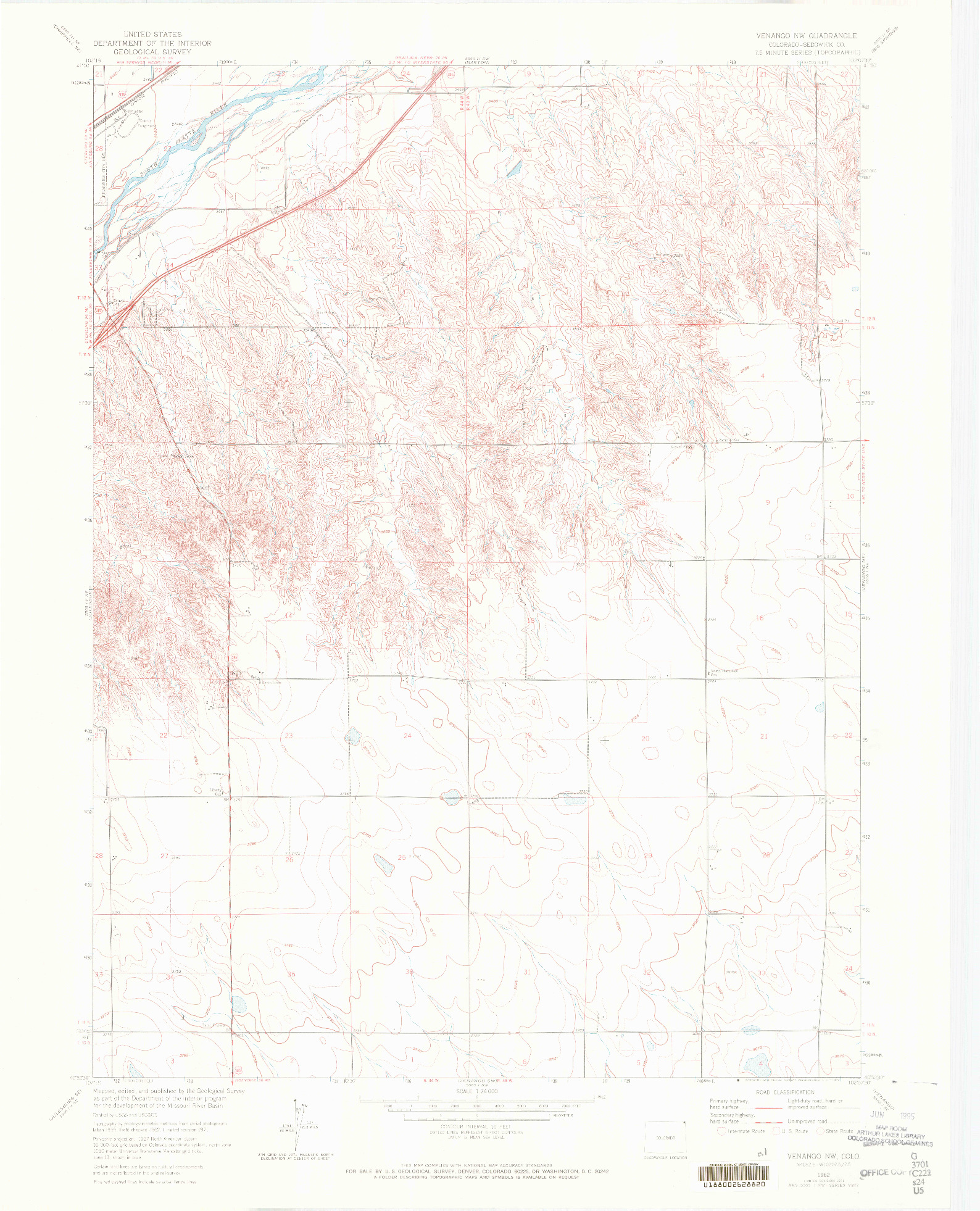 USGS 1:24000-SCALE QUADRANGLE FOR VENANGO NW, CO 1962