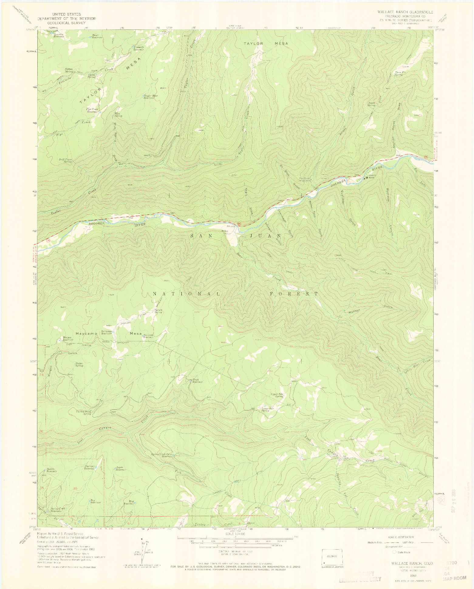 USGS 1:24000-SCALE QUADRANGLE FOR WALLACE RANCH, CO 1963
